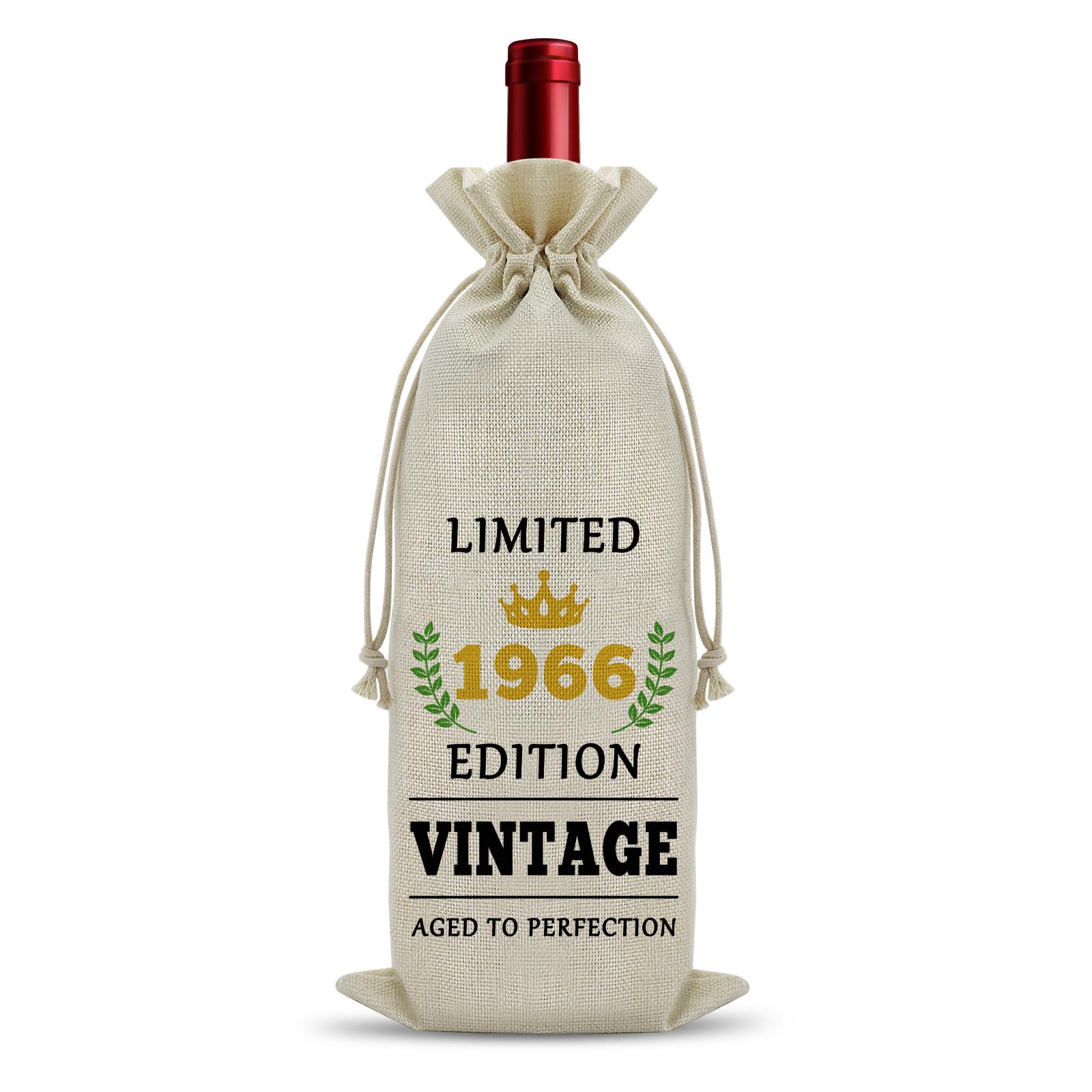 Happy 60th Birthday Gifts for Women Wine Bag 60 Year Old Gifts for Mum Aunt Cousins Vintage 1966 Wine Accessories Gift for Wine Lovers Funny Turning 60 Gift for Colleague Boss Lady Bottle Wine Bag