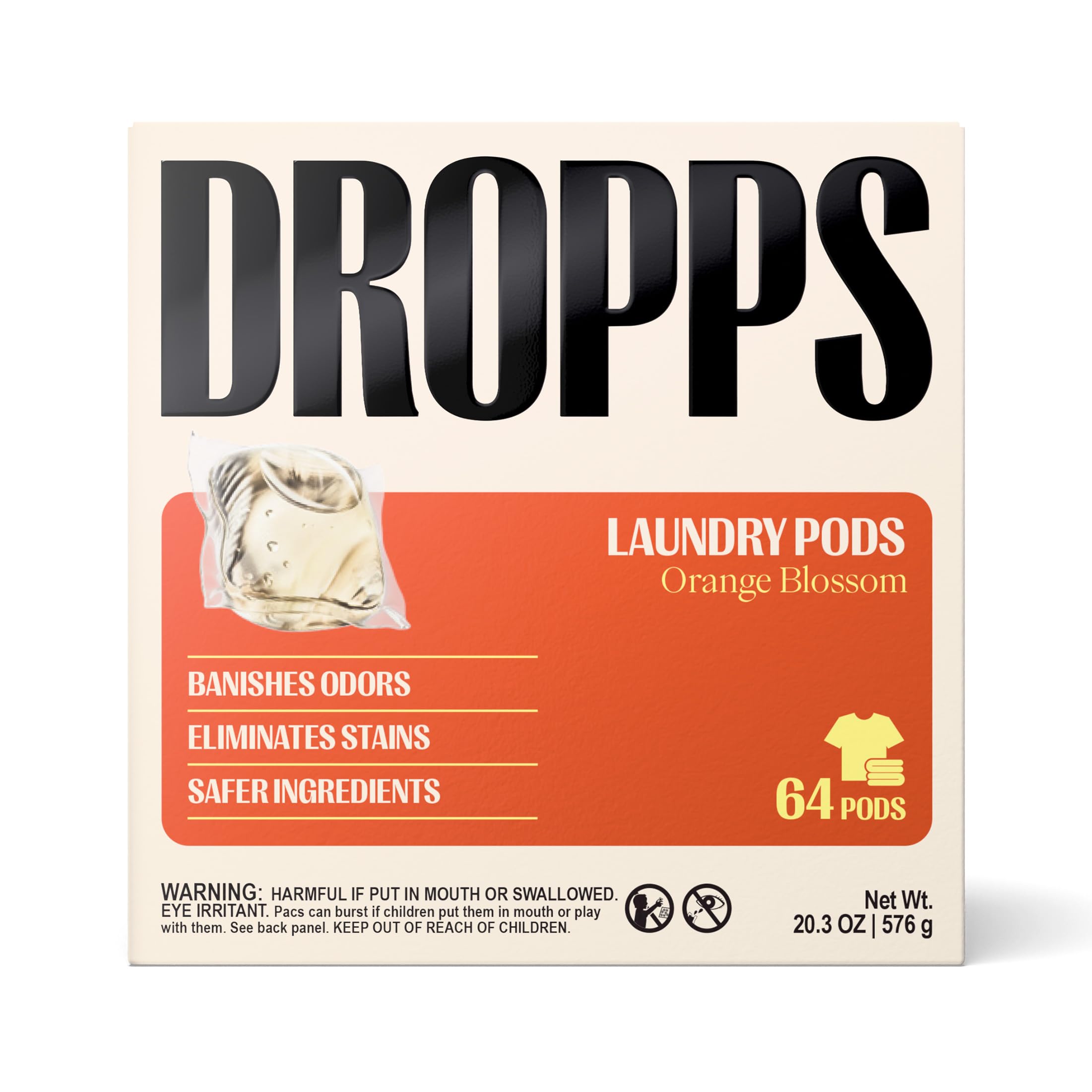 Dropps Fabric Softener Pods, Orange Blossom (64 Count) - Laundry Softener For Soft &amp; Fluffy Fabrics | Liquid Softener &amp; Dryer Sheet Alternative | Clean Ingredients | Plastic Free Packaging