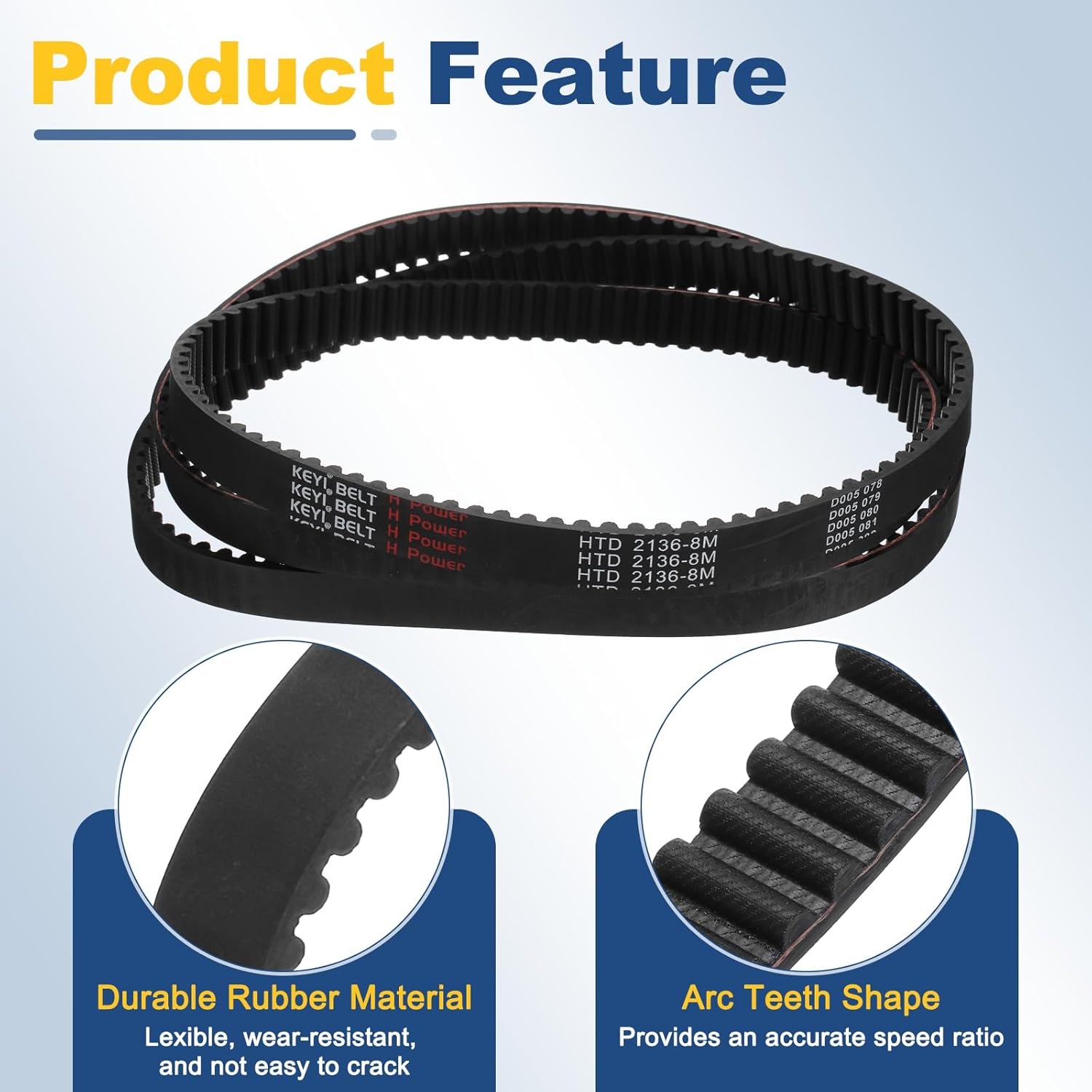 Product Feature: Durable Rubber Material and Arc Teeth Shape