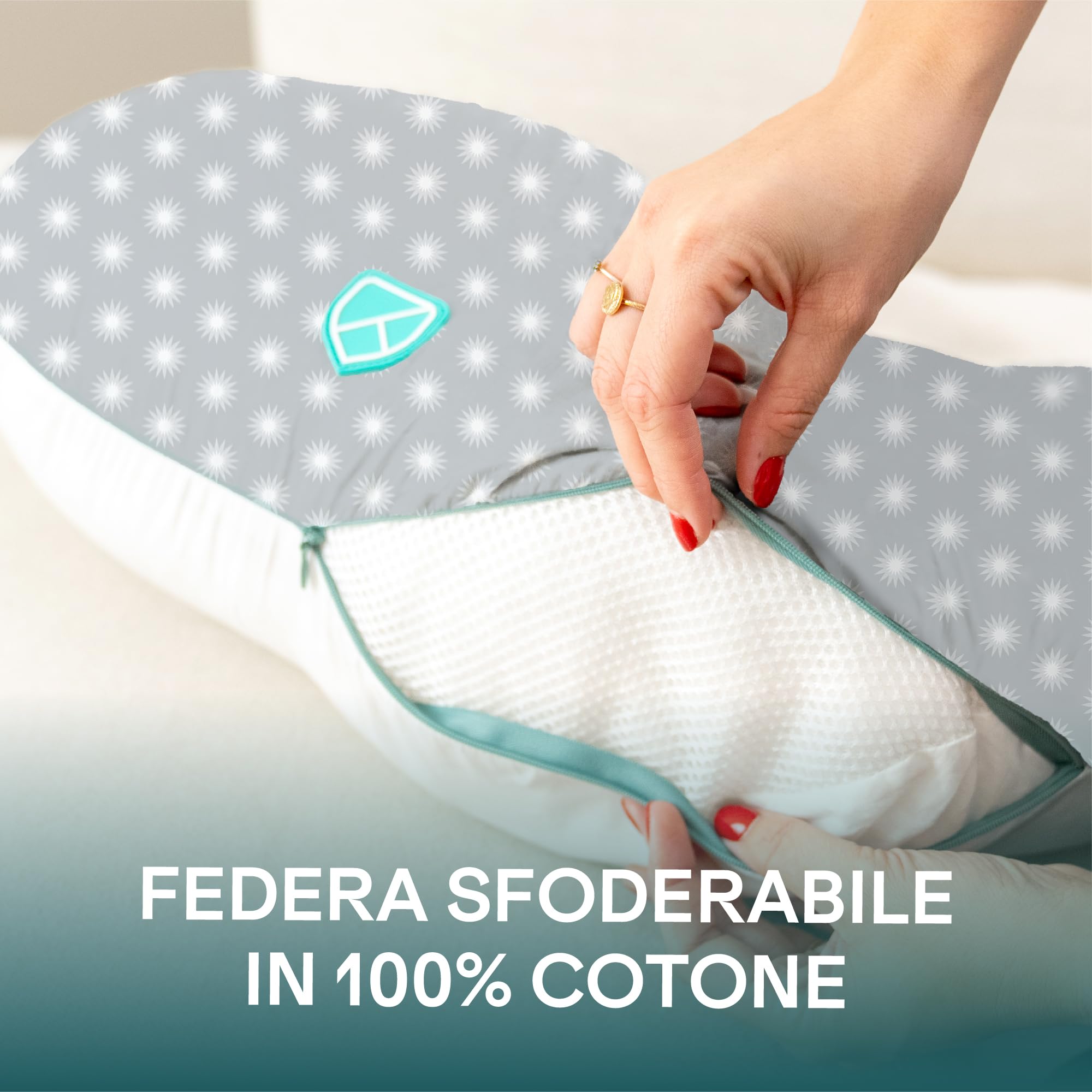 Koala Babycare Cuscino Allattamento Neonato Comodo e Adatto a Tutte le Taglie – Ciambella Allattamento Neonato 0-12 Mesi con 5 Usi Diversi (Grigio-Bianco Stelle)