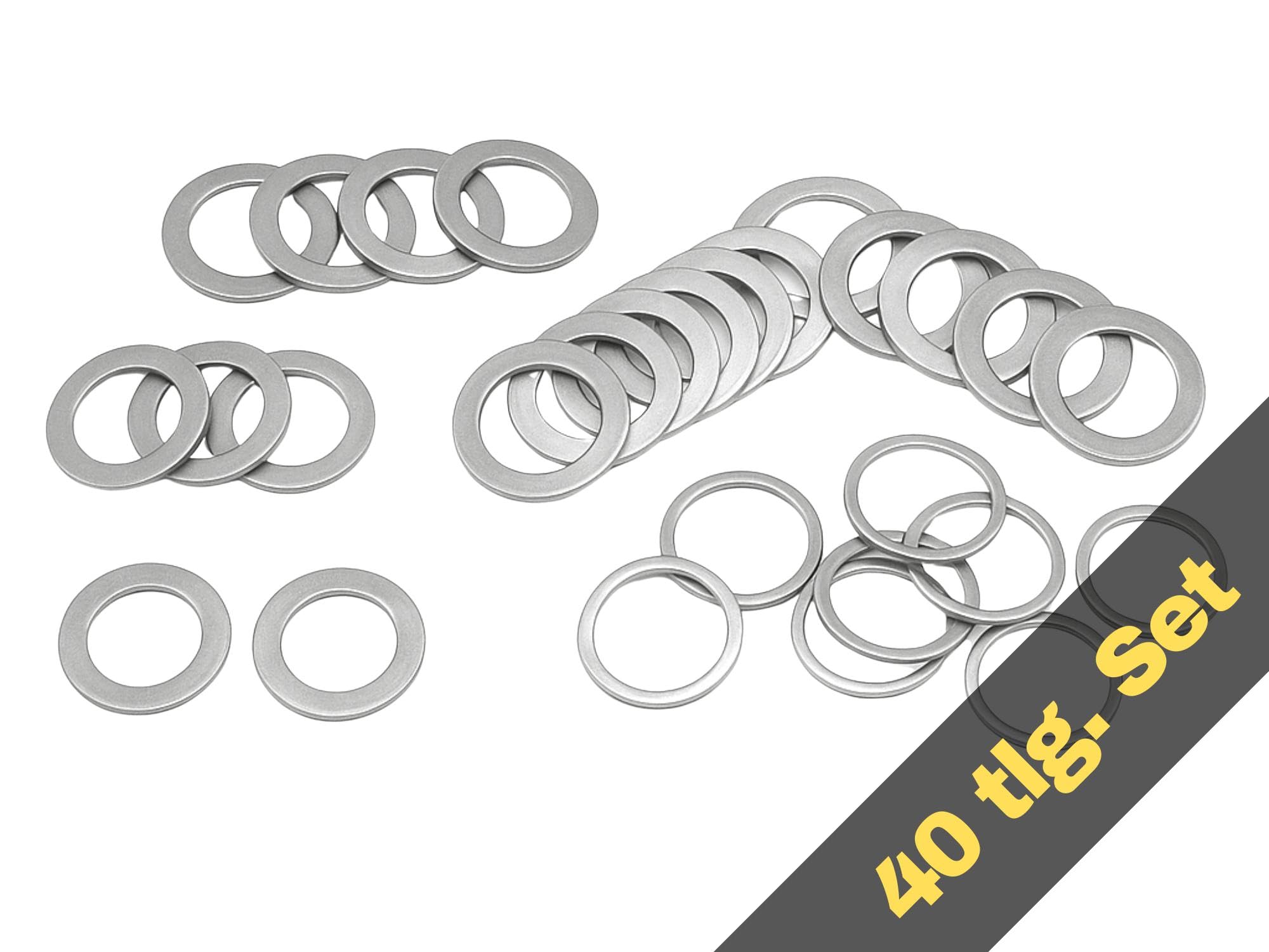 Passscheiben Sortiment 10x16mm 40tlg. Edelstahl DIN988 rostfrei 0,1mm - 0,5mm Scheibendicke Distanzscheiben Ausgleichsscheiben Set - rcbay