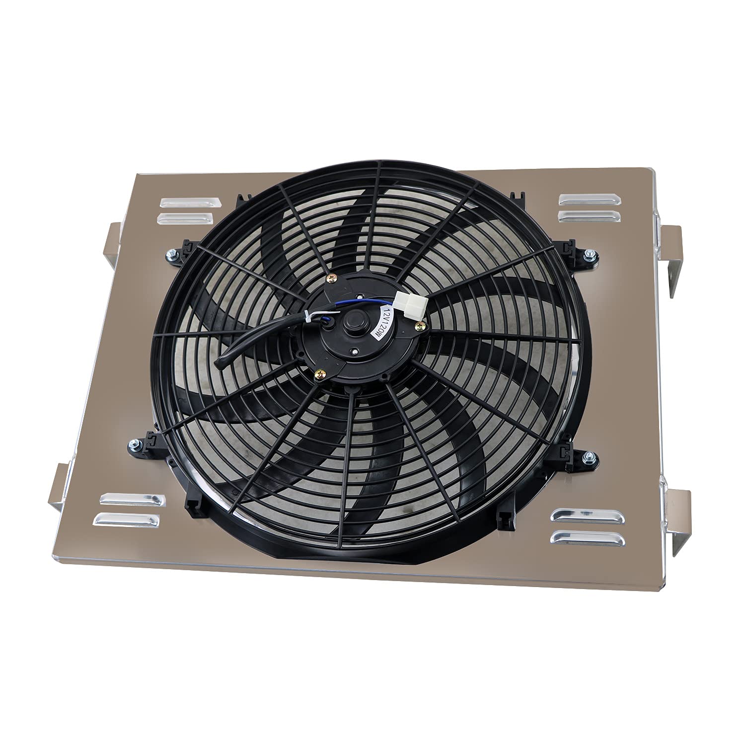 ECMRAD Aluminum Radiator Shroud+16" Fan for 1955-1957 Chevy Bel Air/Nomad/Del Ray V8 Engine 1956