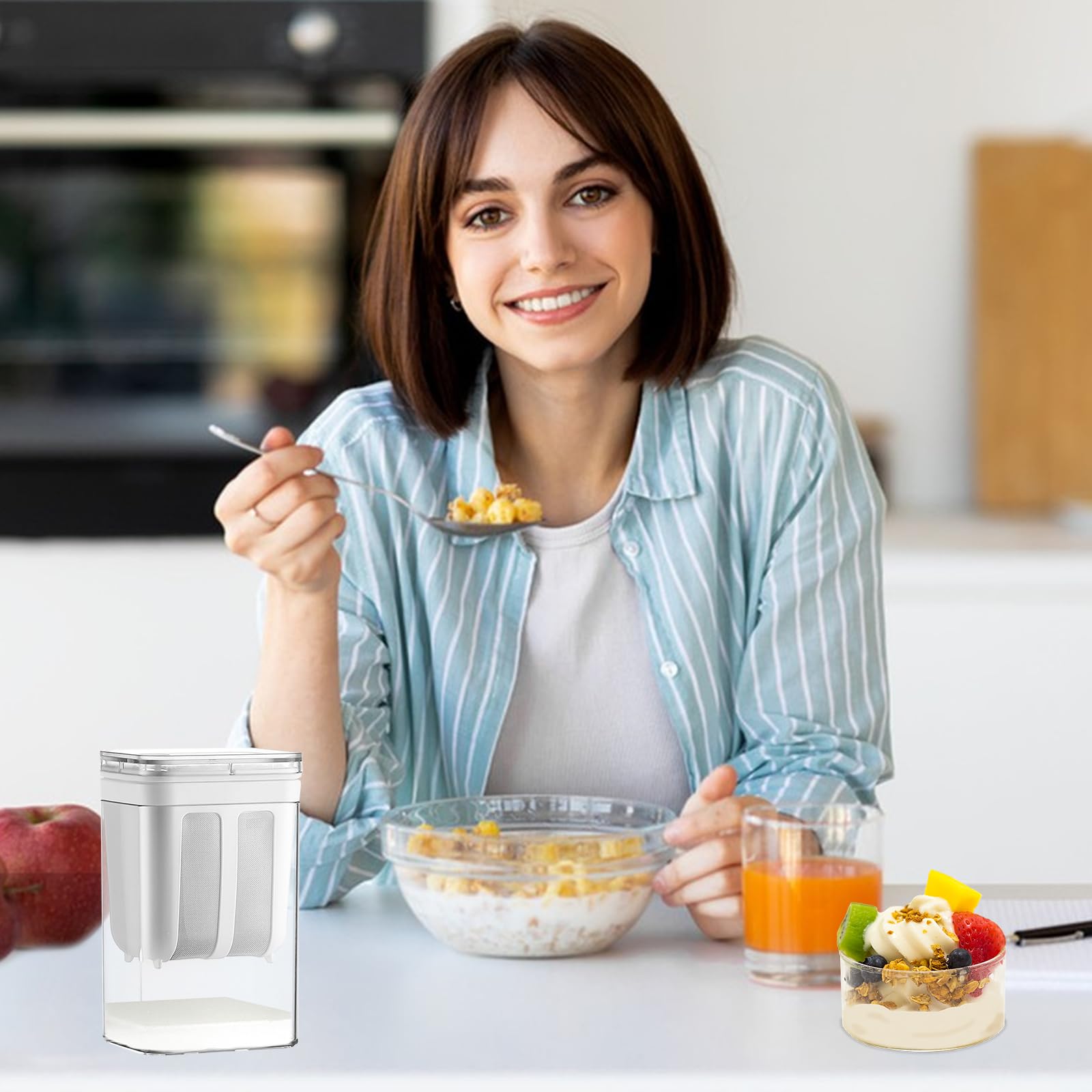 Estrattore di yogurt greco da 1100 ml con filtro a rete in acciaio inox e coperchio per yogurt, yogurt, yogurt, yogurt, yogurt, per filtrare succo, latte e formaggio, lavabile