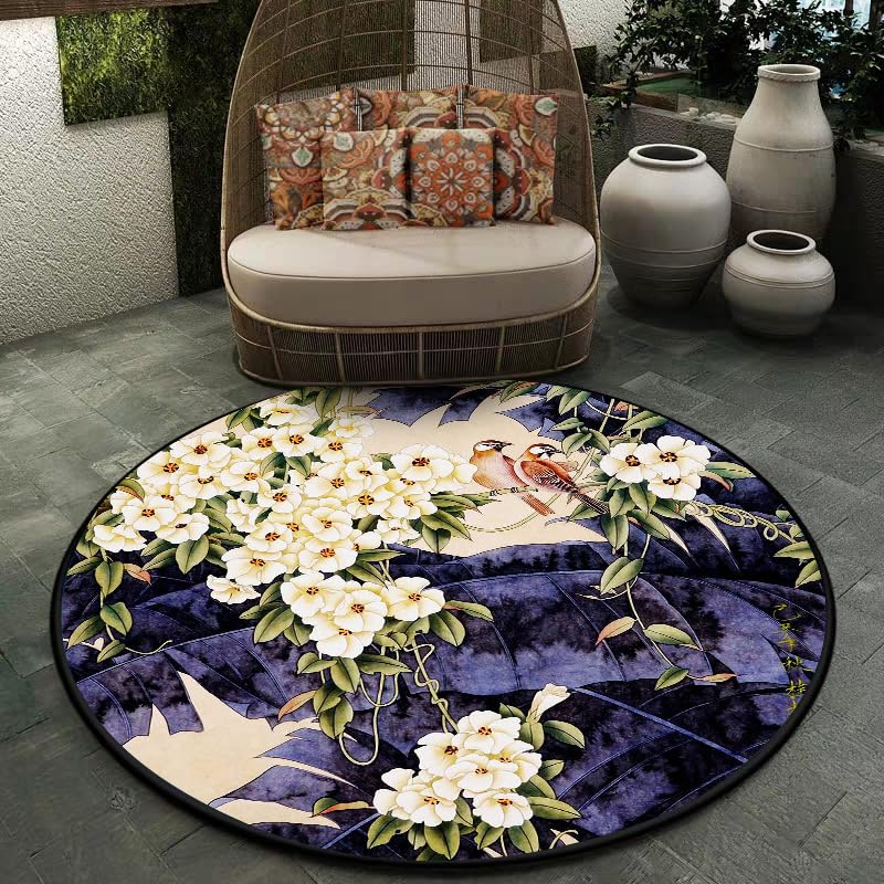 Tapis rond antidérapant de salon 180 cm pour éviter les glissades