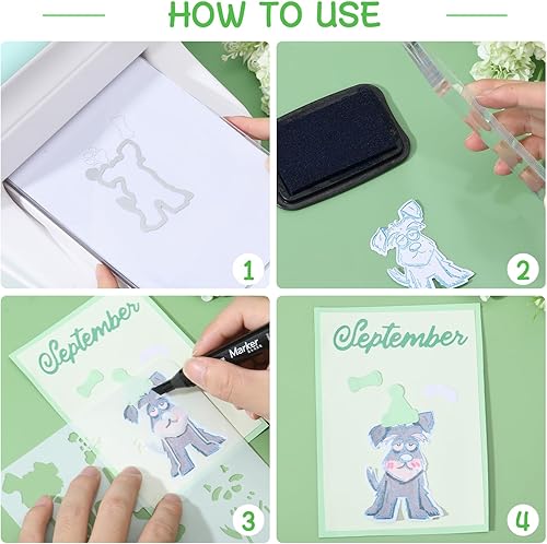 Vista 5 de GLOBLELAND Sellos transparentes de silicona para perros cómicos de corte de animales de metal, plantillas para manualidades de pintura de PET