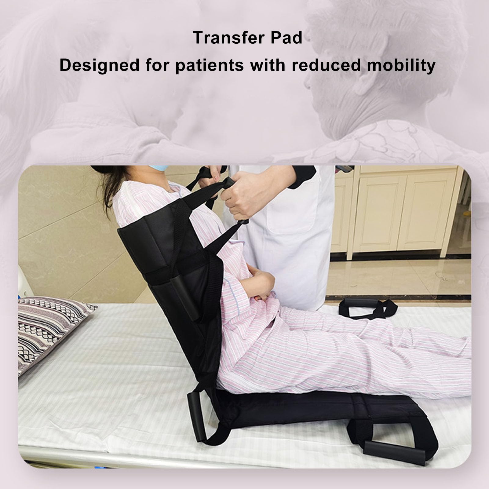 Almohadilla de posicionamiento para cama, sábana de tela Oxford lavable y reutilizable para traslado de pacientes con asas, sábanas para traslado de camas de hospital para girar