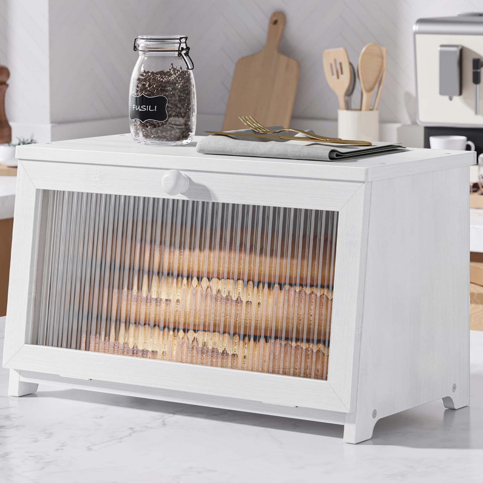 Kitsure Wooden Bread Box - Fresh Bread Storage -1 Kitsure Wooden Bread Box - Fresh Bread Storage -1