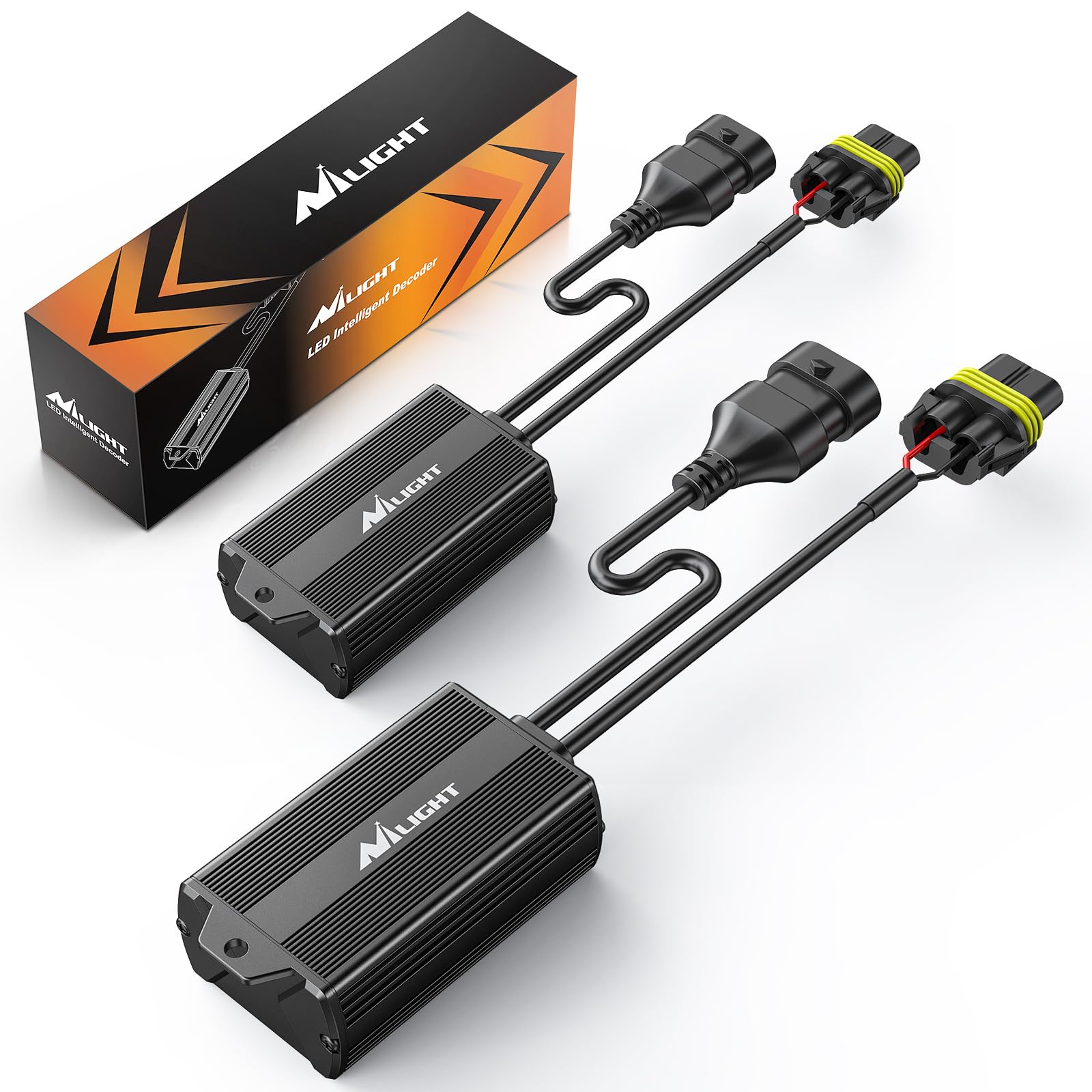 Nilight 9005/9006/9012 LED CANbus Decoder - Anti-Flickering Harness Error Free Resistor Capacitor for LED Headlight Bulb, Pack of 2