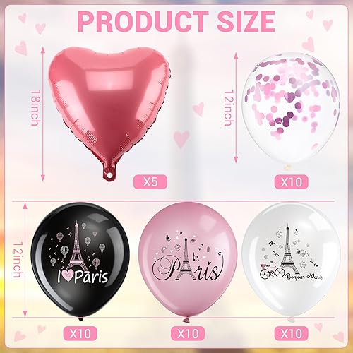 Miniatura 2 de 45 globos de París Día en París, decoraciones de fiesta de la Torre Eiffel, globos de látex para boda, cumpleaños, despedida de soltera,