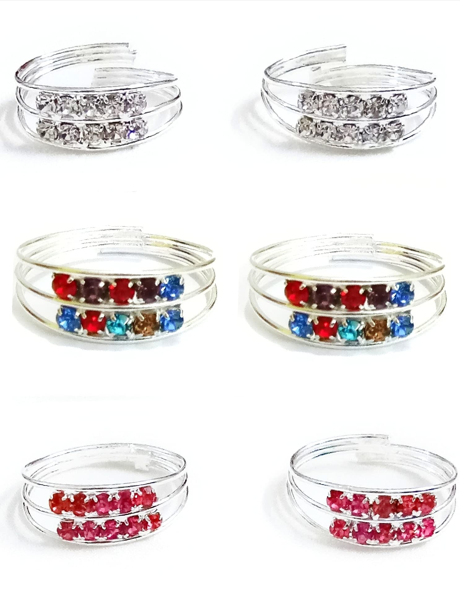 SMARNN Toerings Bichiya Silver Plated Colorful Meenakari, Long Design, Adjustable Size Ethnic Foot Ring toering Bichiya for Women Traditional (Pack of 6) (B07TBD8WXK) Amazon Price History, Amazon Price Tracker