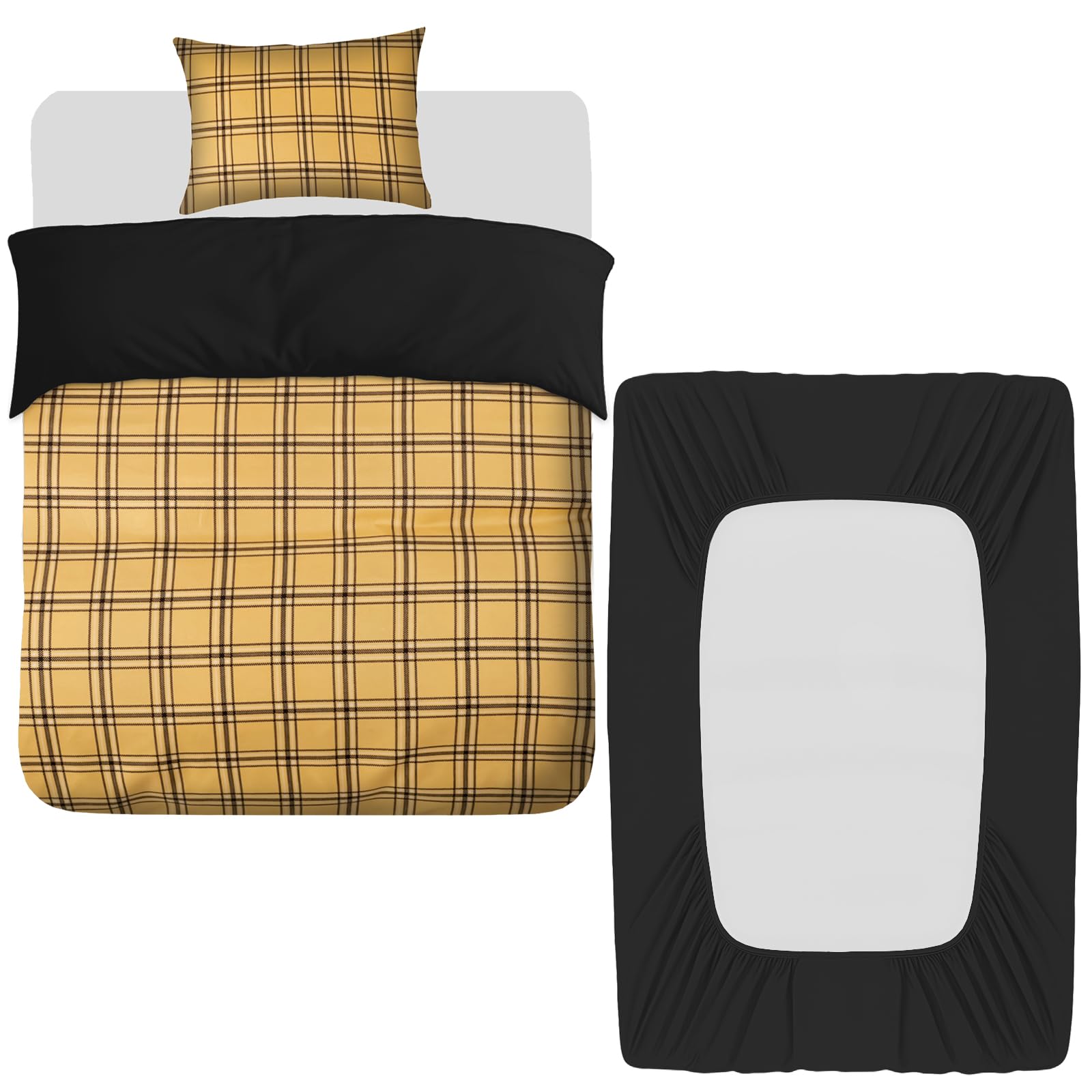 Grace Double Brushed Duvet Cover Set with Fitted Sheet - Single - Gold