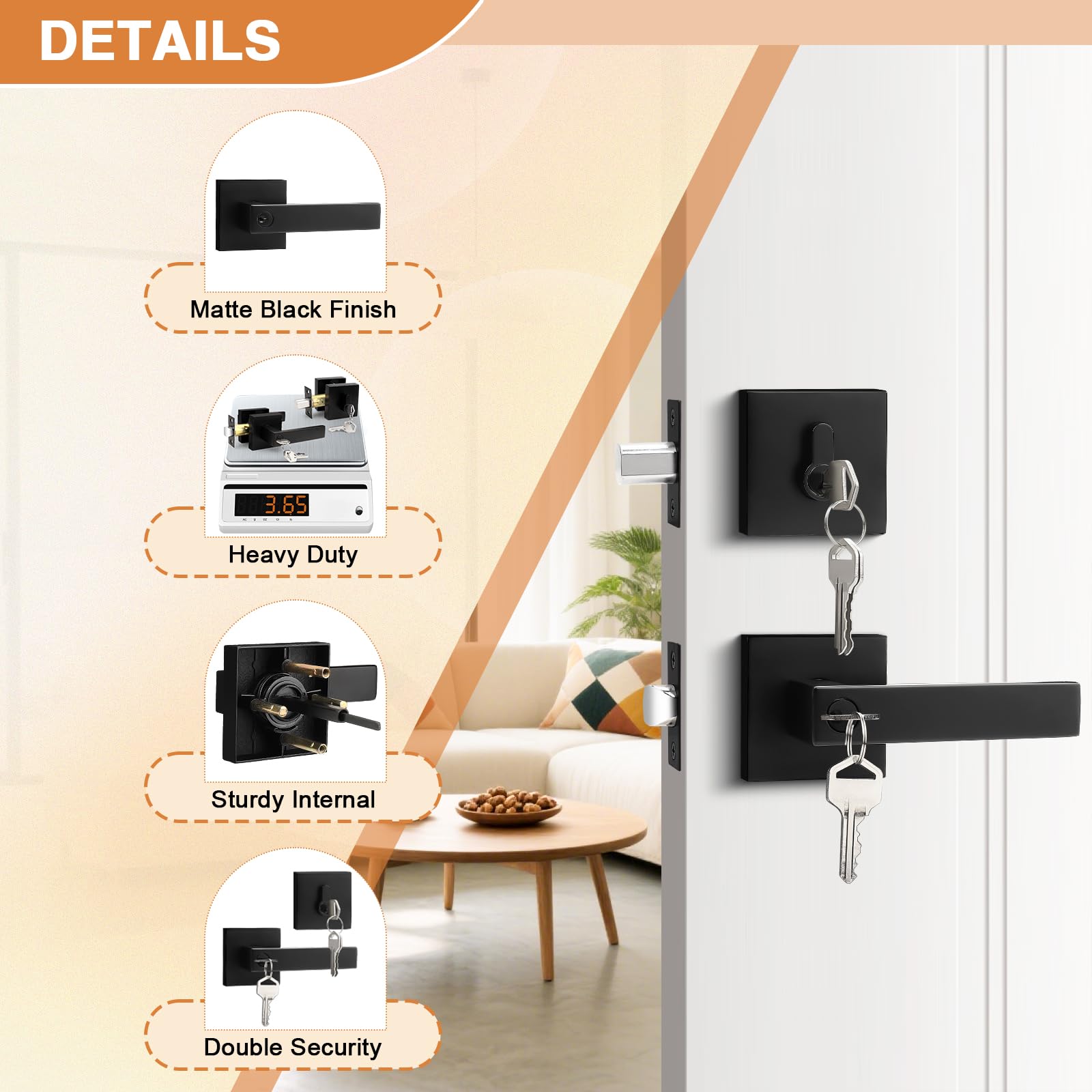 Snapklik.com : Probrico Square Keyed Entry Levers And Single Cylinder ...