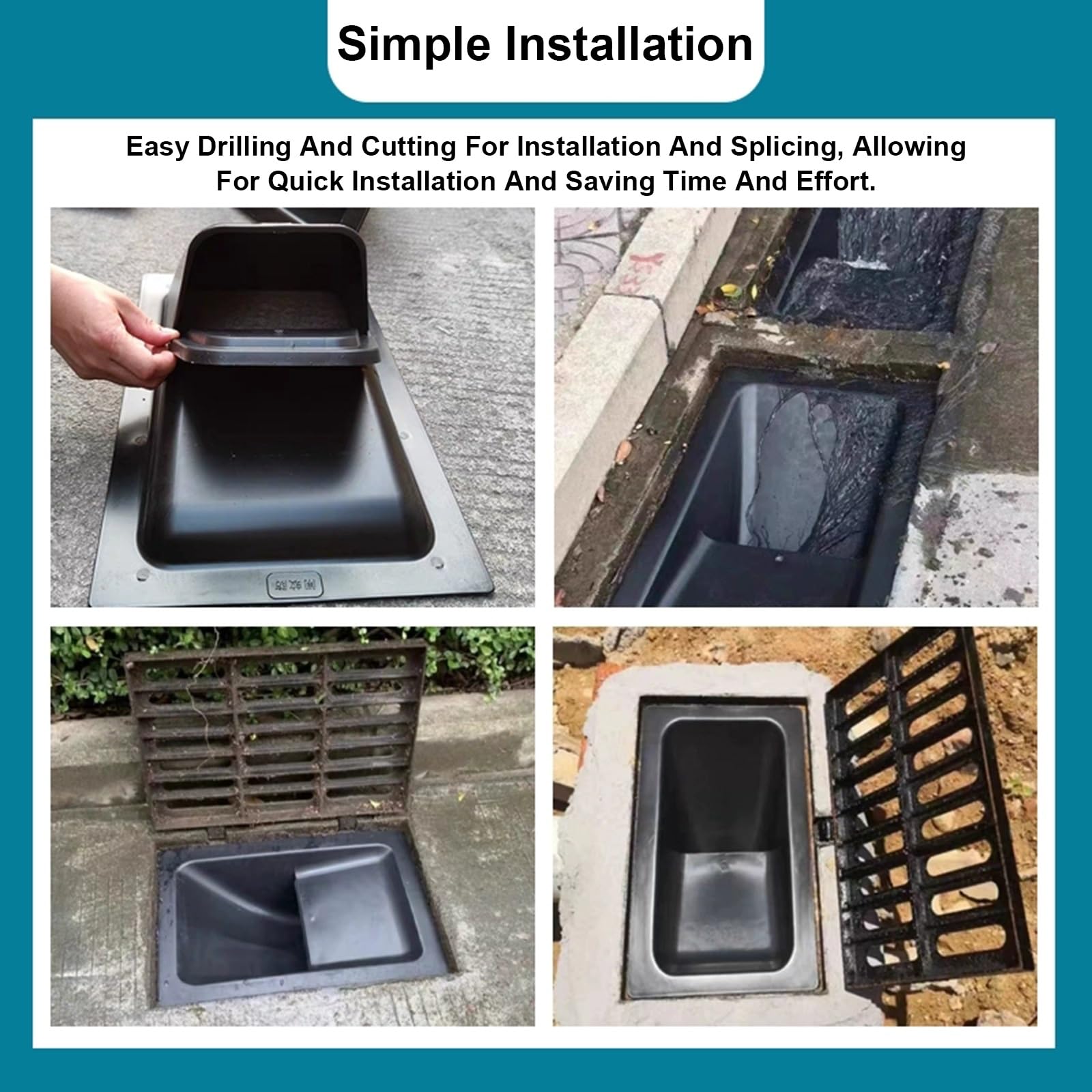 Chiusino Pozzetto da Incasso, Pozzetto Giardino Quadrato Rettangolare in Acciaio Inox per Bloccare i Detriti, Tombino Esterno per Cortile, Prato, Giardino, Pavimentazione(30x30cm/12x12in)