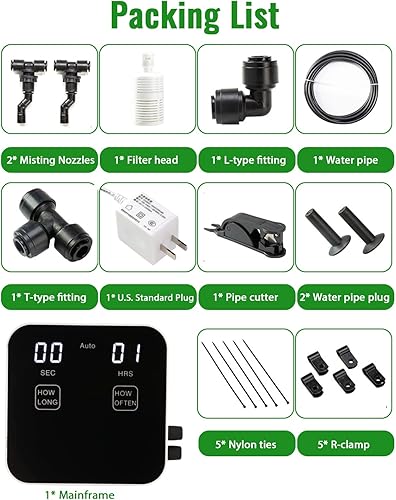 Miniatura 6 de Reptile Mister automático, sistema silencioso de niebla de reptiles con temporizador, humidificadores de niebla de reptiles con boquillas de niebla