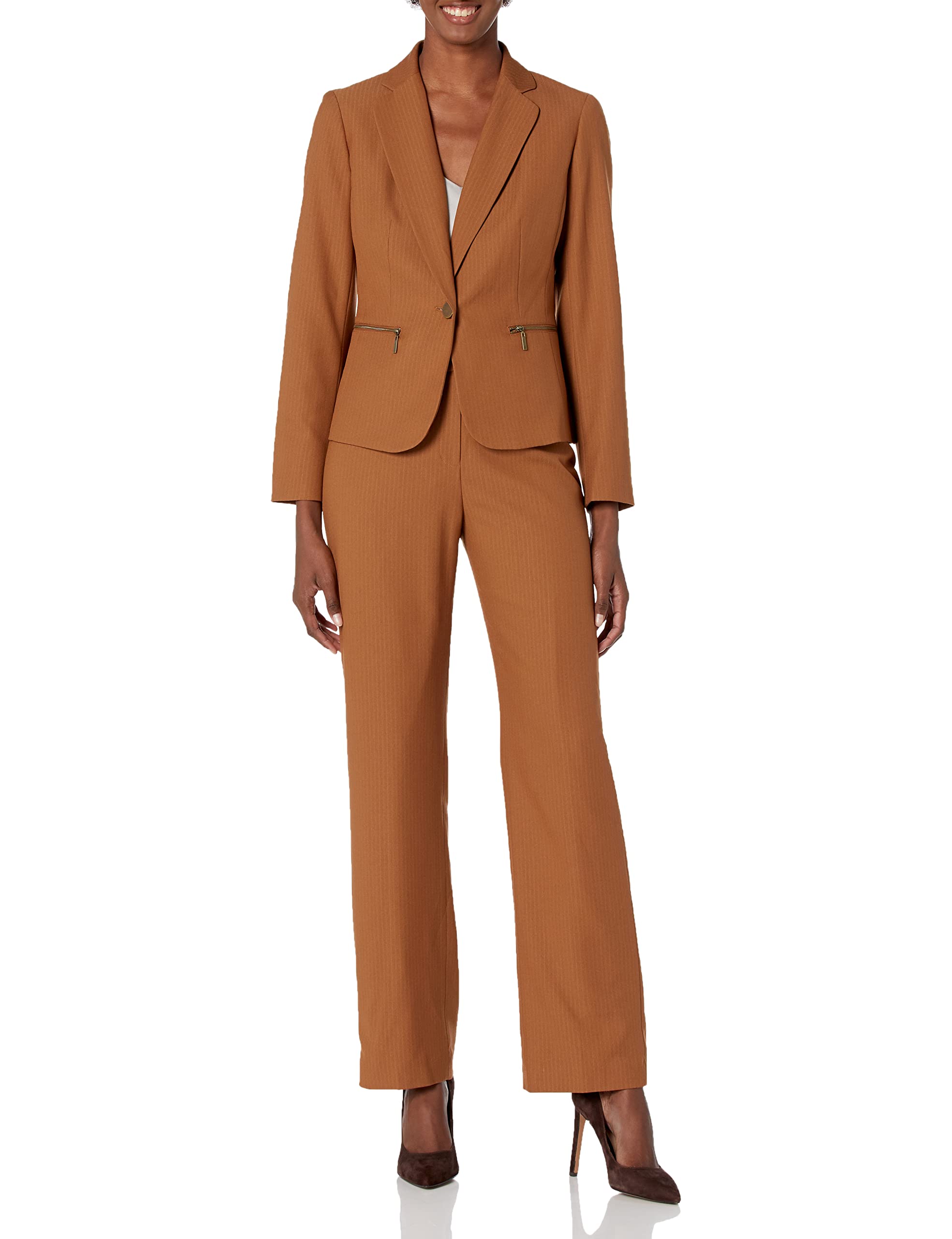 Women's Tonal Stripe 1 Button Jacket with Zipper Pockets & Kate Pant
