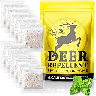 Lickoon Deer Repellent 12 Pouches, Deer and Rabbit Repellent Outdoor, Natural Deer Deterrent Stopper for Plants Flower Vegetable Garden Yard Lawn, Keep Deer Out of Orchard Farmland