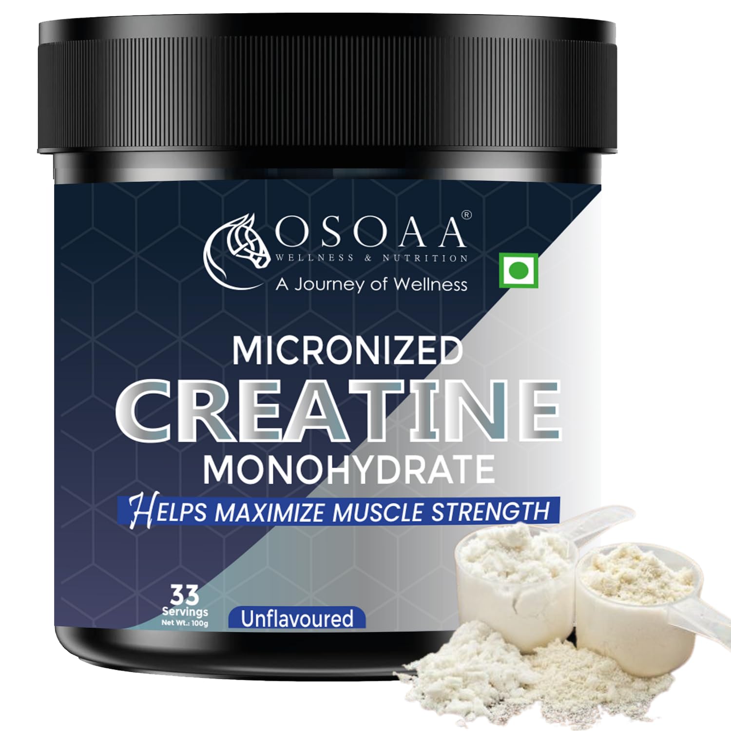 OSOAA Micronized Creatine Monohydrate Powder - 100g, Unflavoured | 3g Creatine/Serving | Pre/Post Workout Supplement for Muscle Repair & Recovery | Supports Athletic Performance & Power (B09736RC6Z) Amazon Price History, Amazon Price Tracker