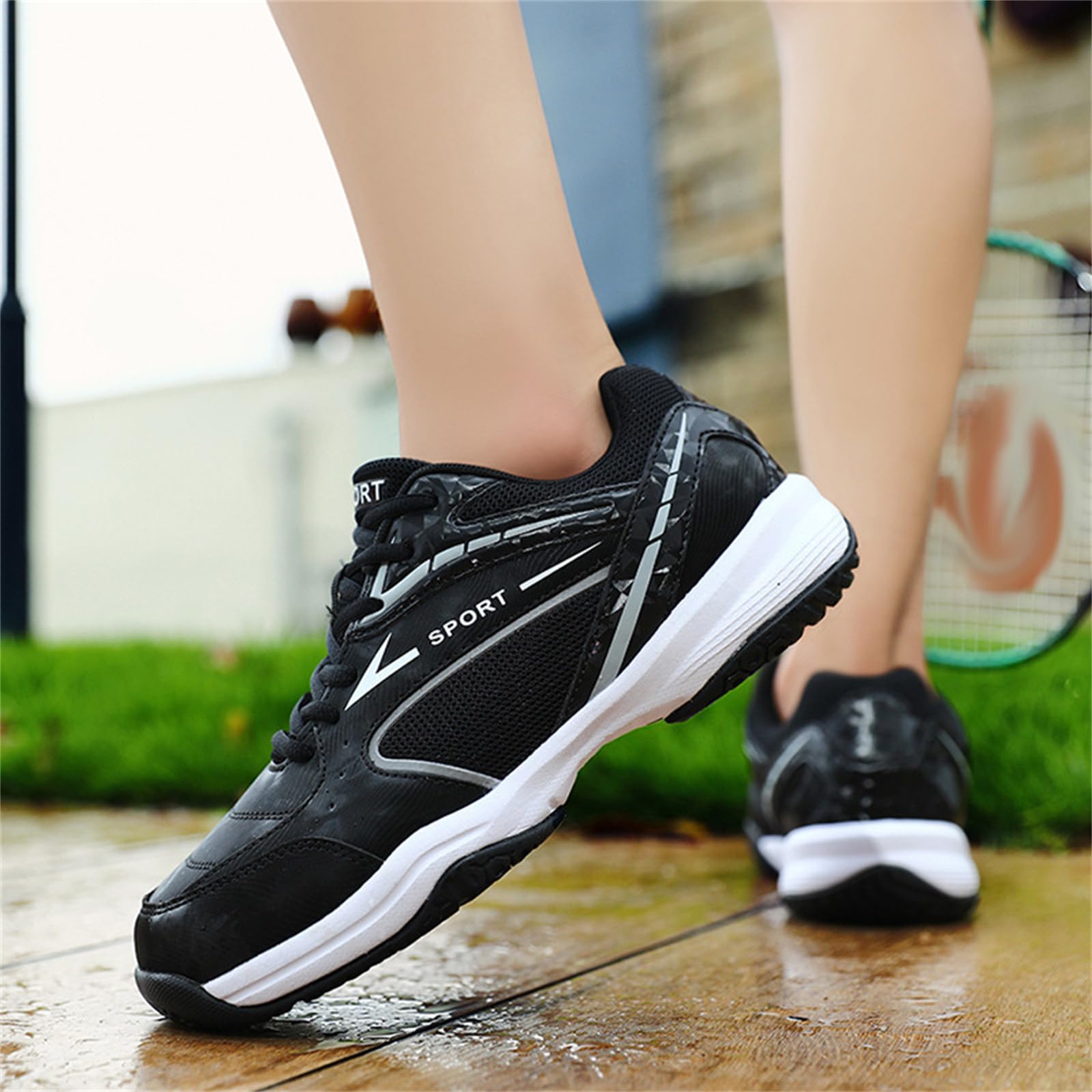 JiuQing Zapatillas de Pickleball Hombre Mujer Bádminton Tenis Squash Ligeras Cómodas Canchas Interiores Exteriores