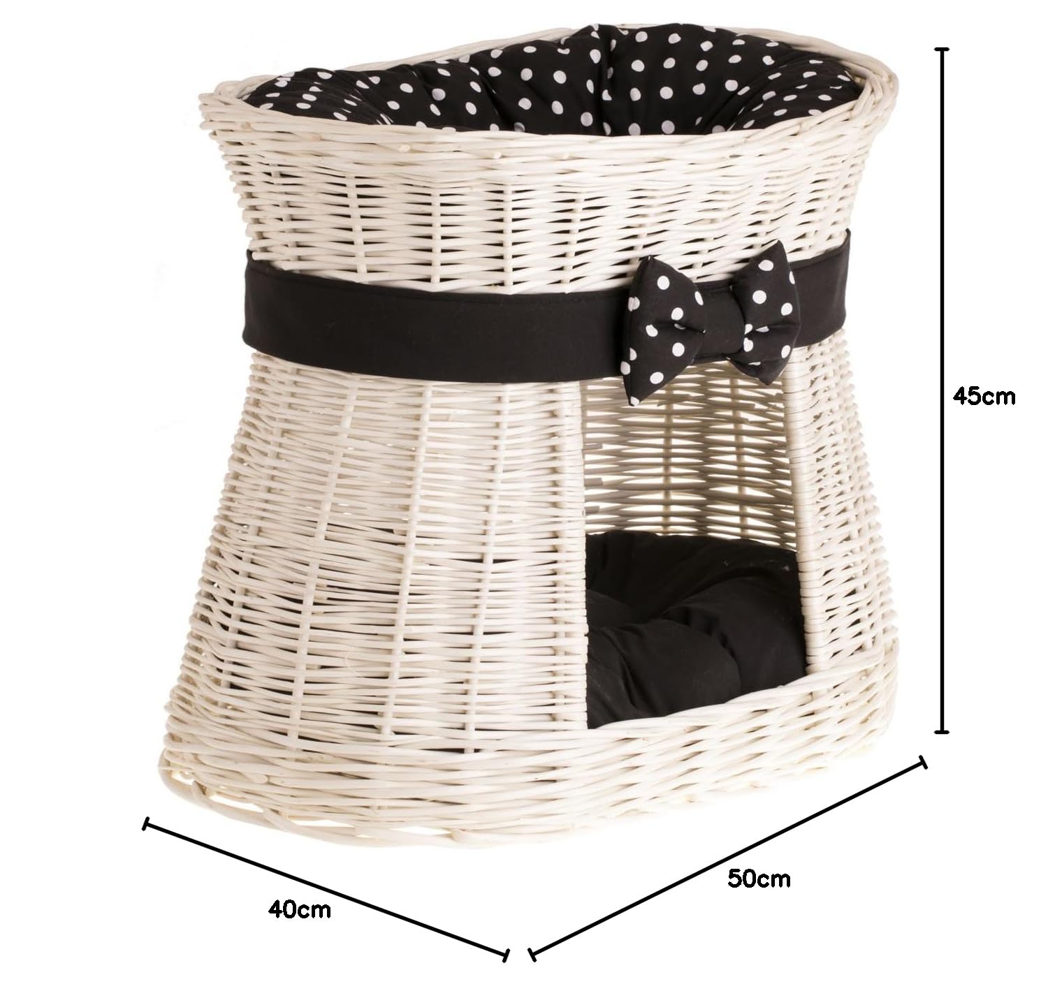 e-wicker24 Cuccia Gatto Vimini a 2 piani Cesta per Gatti Cuccia Gato Interno Cesta per Cani Fatto a Mano Letto per Gatti o Cani Lettini per Cane con 2 Morbidi Cuscini Letto per Animali