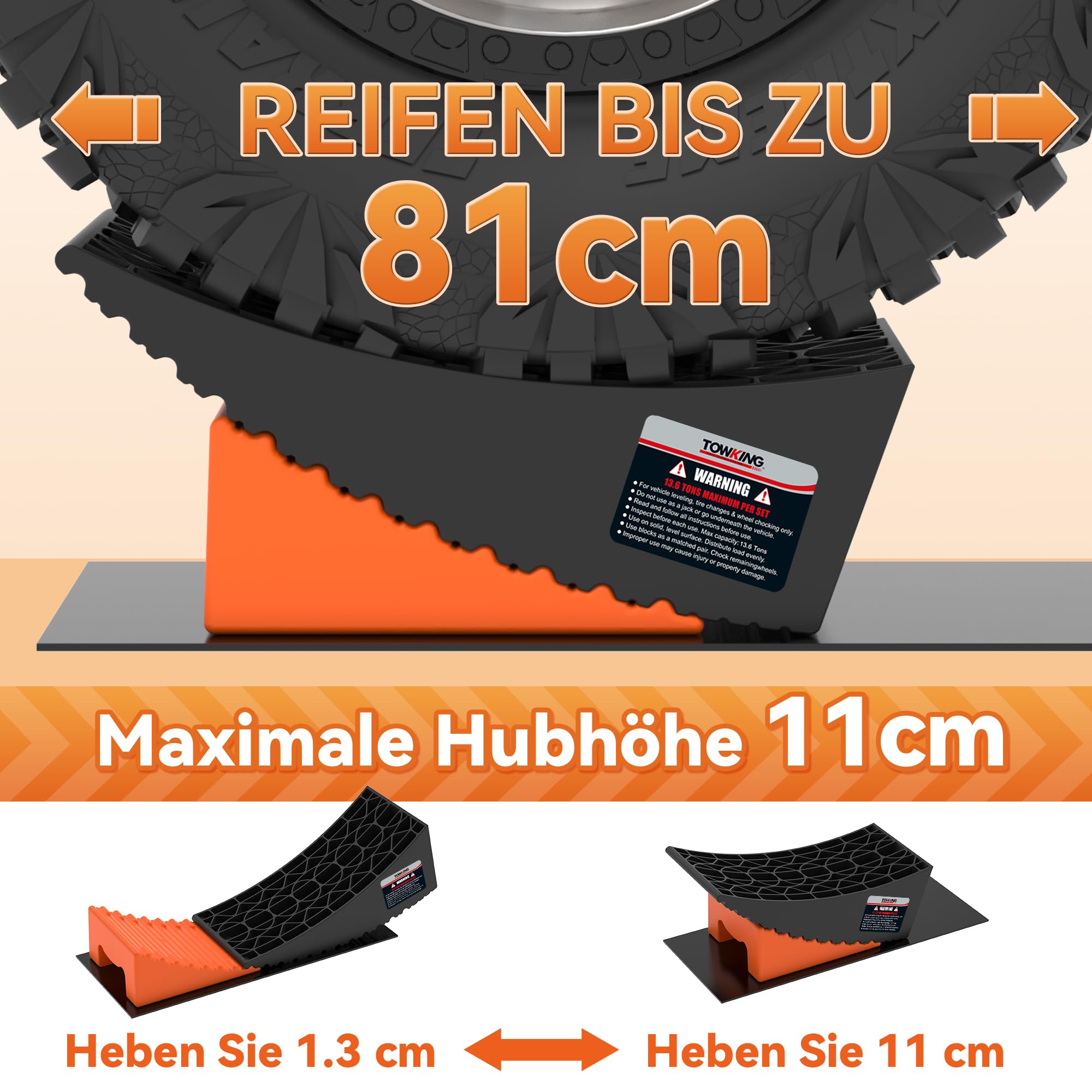 1 set/2 cunei per camper, roulotte e rimorchi, capacità di carico fino a 13,6 tonnellate, livellamento semplice e senza livelli (blu + nero)