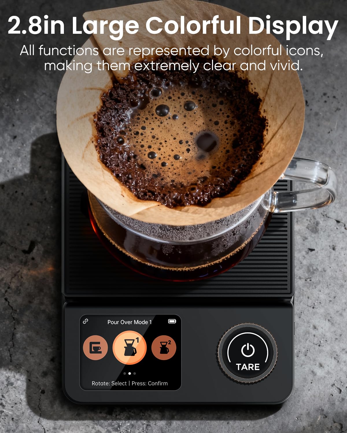 INSMART Coffee Scale with Timer, Bluetooth Espresso Scale with App Sync 5kg/0.1g High Precision, Large Color Display Digital Kitchen Scale, 5 Units & 3 Brew Modes for Pour-Ove, Espresso, Kitchen