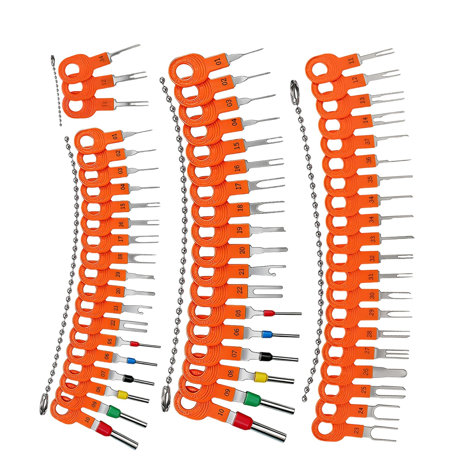 Kfwfuaee Or Ange Color Terminals Pin Removal Tool Professional 59Pcs Terminals Extractor Set With Metal Construction For Vehicle Wiring Tool