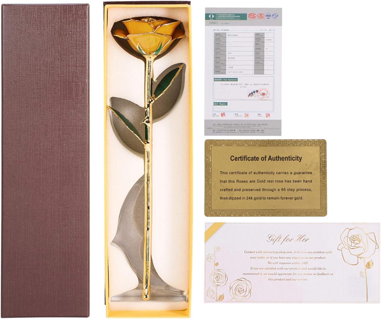 24K Rose, Dipped Gold Rose Love Real Golden Plated Preserved Eternal Flower with Rose Stand Present for Wife/Girlfriend/Daughter (Peach) - Image 9