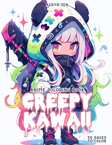 Anime Coloring Book Creepy Kawaii Manga Art & Anime Enthusiasts Stress Relief Adult Coloring