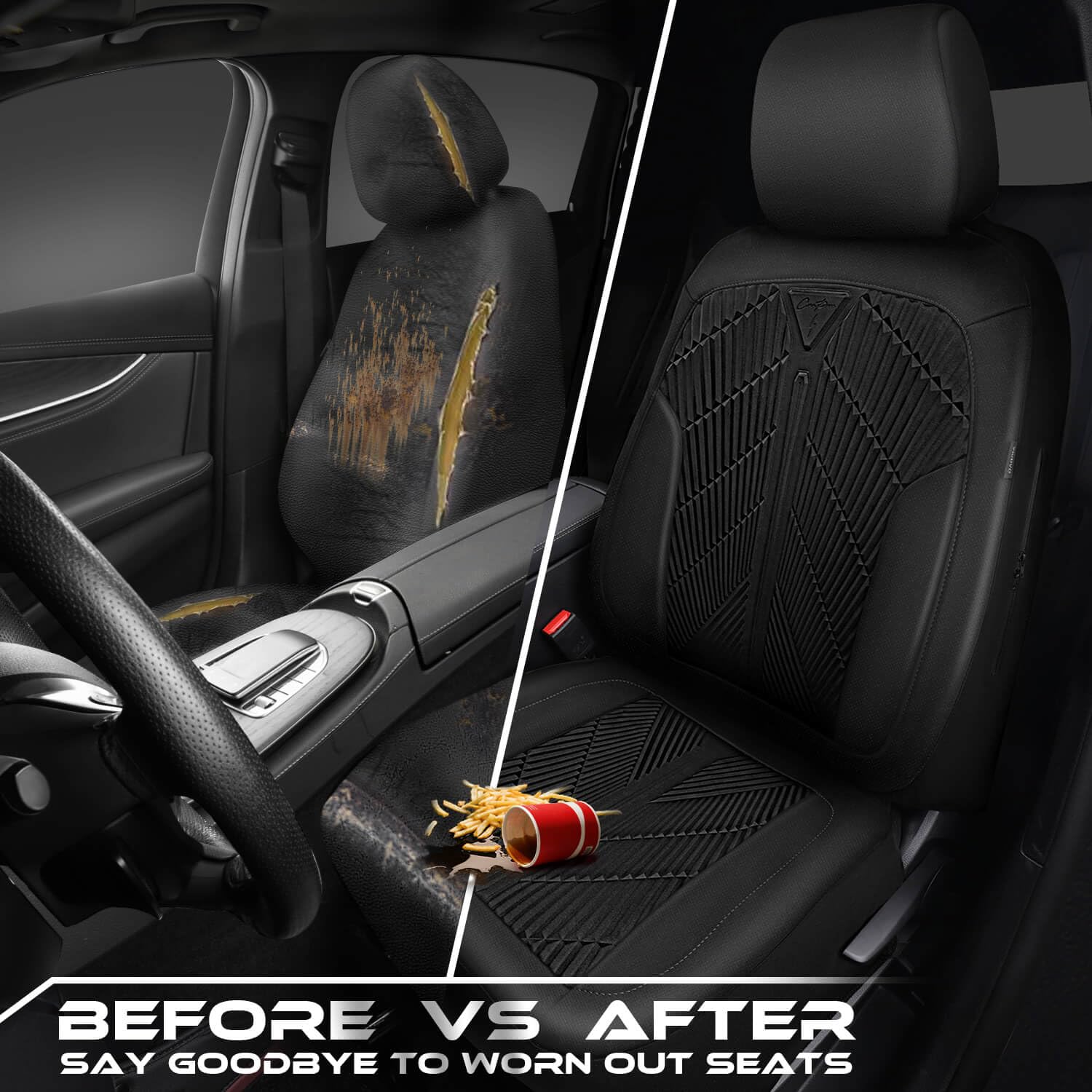 CAR PASS Waterproof Car seat covers Front Seats covers Neoprene Wetsuit All-Weather Non-Slip Durable Universal Fit for SUV — view 4