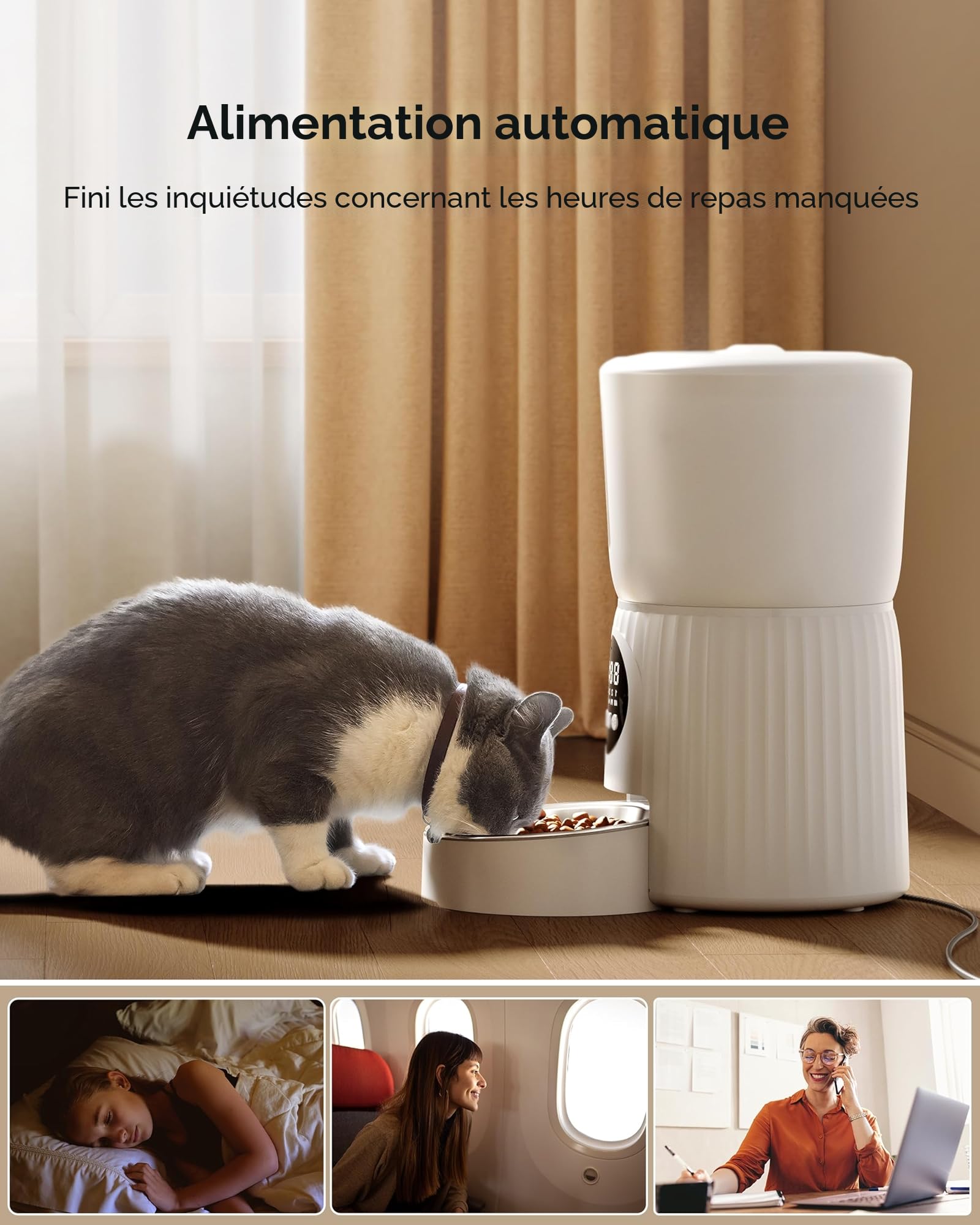 Faroro Distributeur Croquettes Automatique 4L pour Chat et Chien