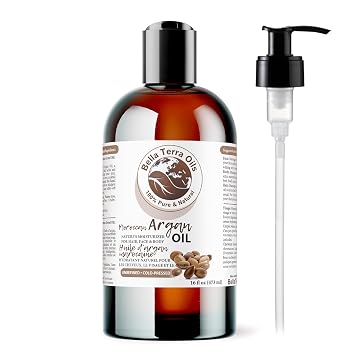 Bella Terra Oils - Argan Oil 16oz - Unrefined & Pure, Unlock the Magic of Moroccan Argan, Immerse in Natural Hair & Skin Nourishment