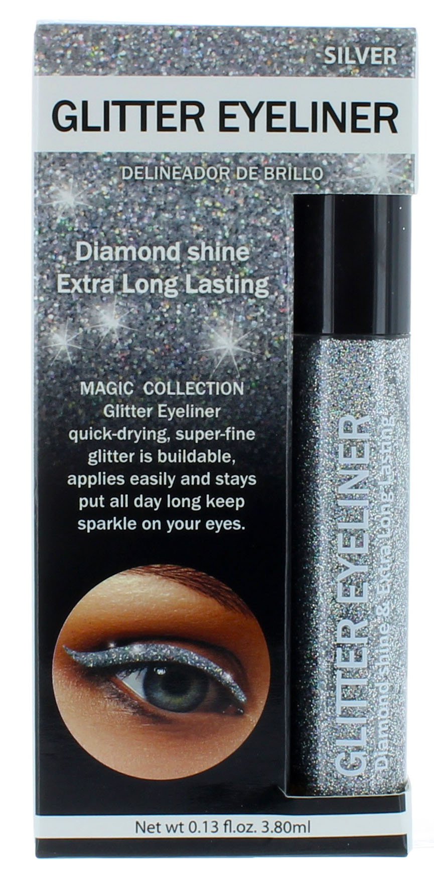 Glitter Eyeliner Diamond Shine Extra Long Lasting Waterproof Silver