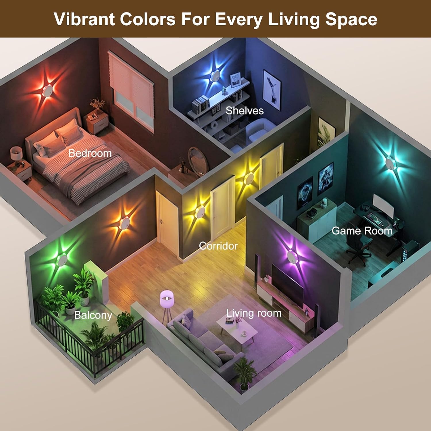 OOWOKS 4 luci notturne a LED ricaricabili tramite USB con sensore di movimento per illuminazione interna delle scale senza allacciamento elettrico 2700K bianco caldo+cambio colore RGB con 3 modalità
