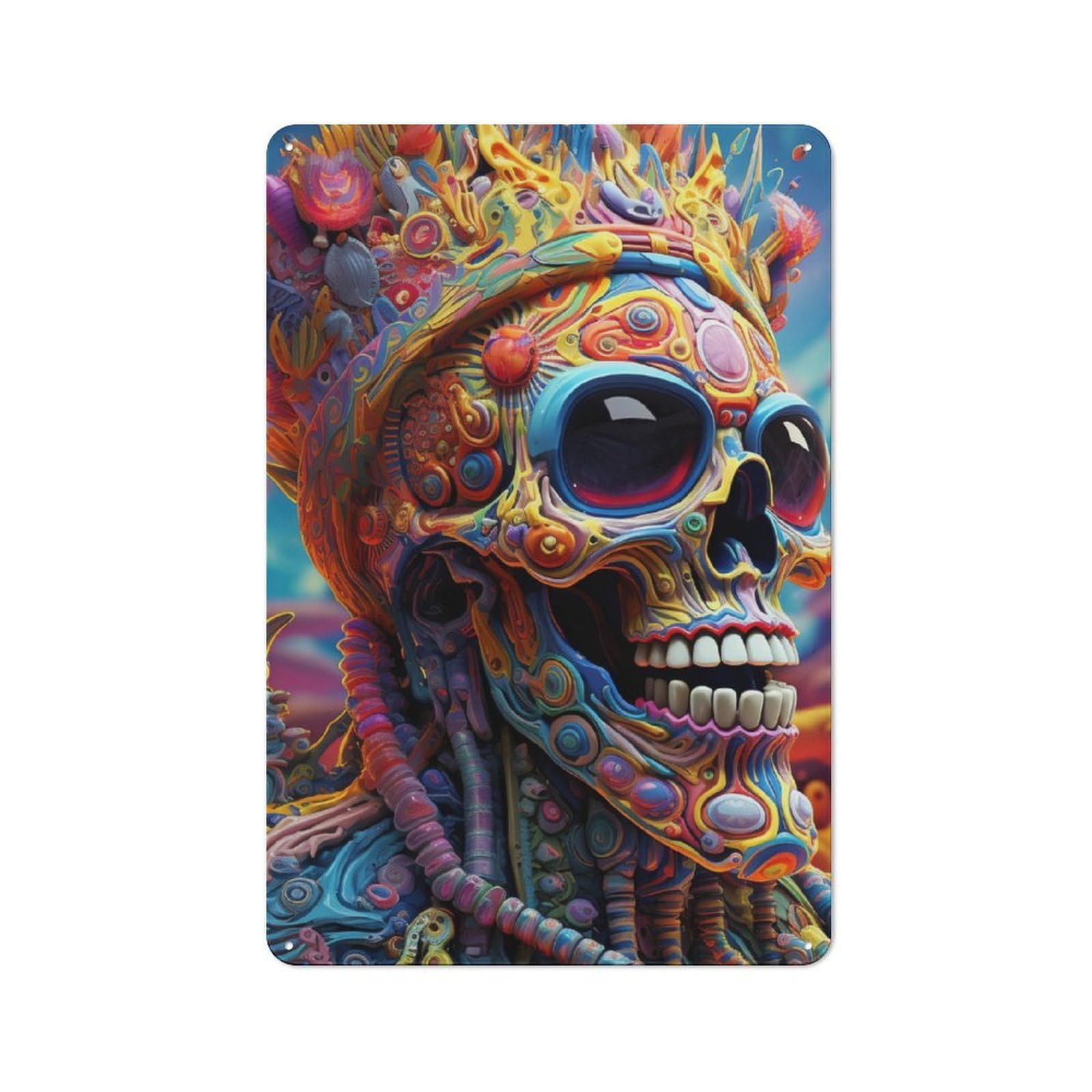 Junmoney Skull Retro Tin Sign 30X20cm For Bar Or Restaurant, For Collectors Of Retro Metal Wall Decor