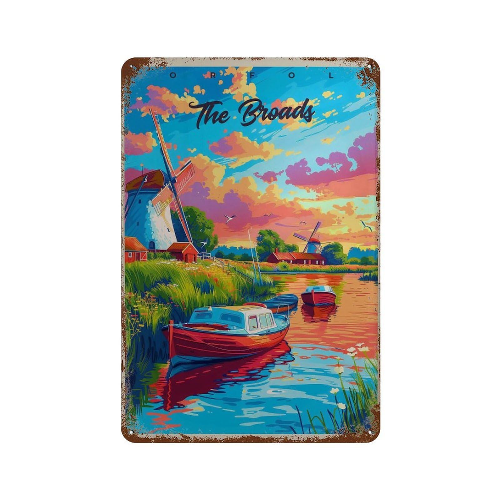 xiaoxiaoshen Norfolk Broads Travel UK Wall Decor Art Metal Tin Poster Modern Home Decor Art Home Bar Shop Decorations Vintage Sign 30x20cm