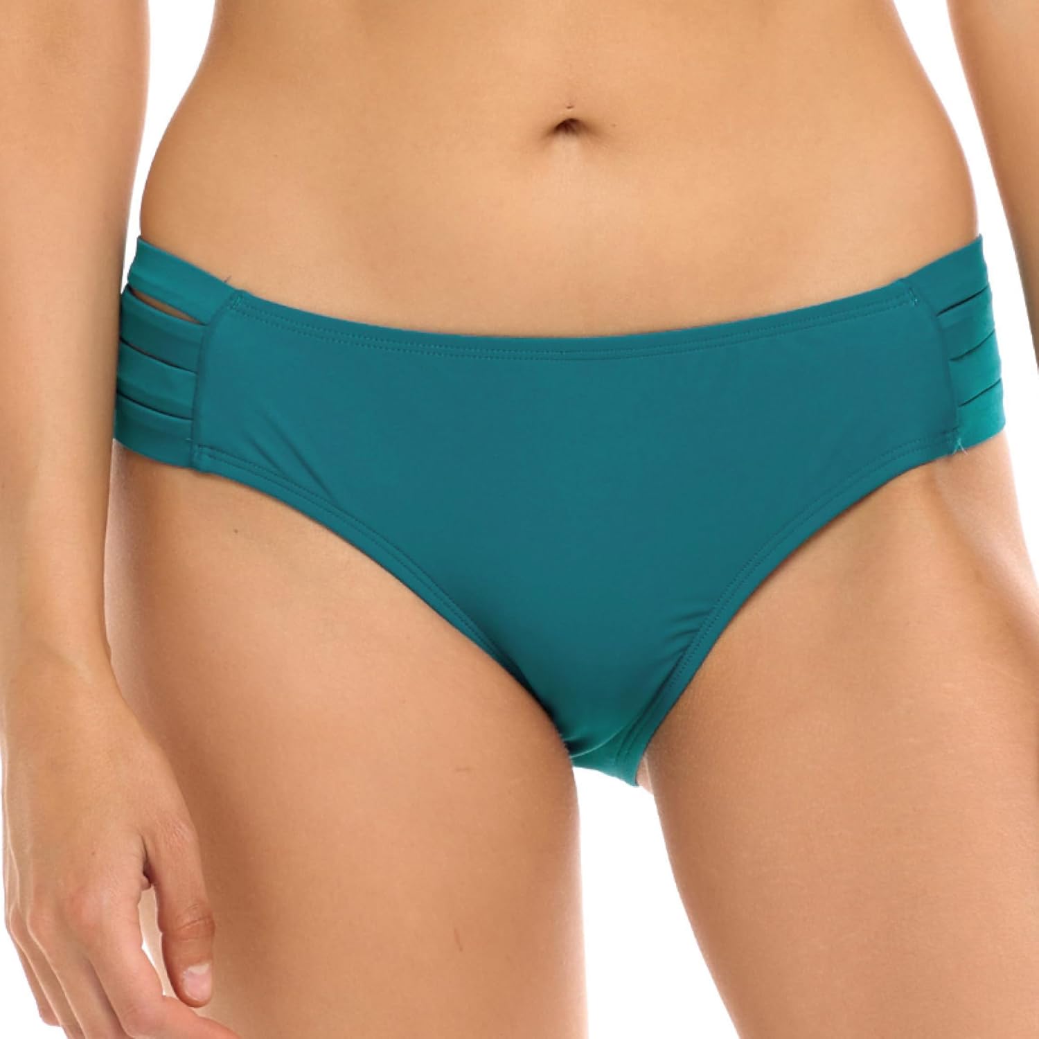 Body Glove Women's Smoothies Nuevo Contempo Solid Full Coverage Bikini Bottom Swimsuit Large Kingfisher size L/G