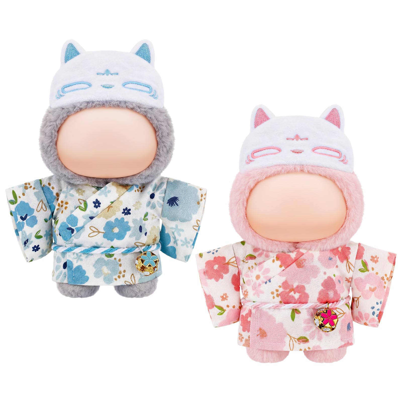 - 17cm Doll Kimono, 6 Pcs 17 cm Doll Outfit Accessories Clothes Set for Pajamas, Kawaii Chic Style Flower Pink Clothing and Cute Mask for Collectors Lovers Designer Display(No Dolls)