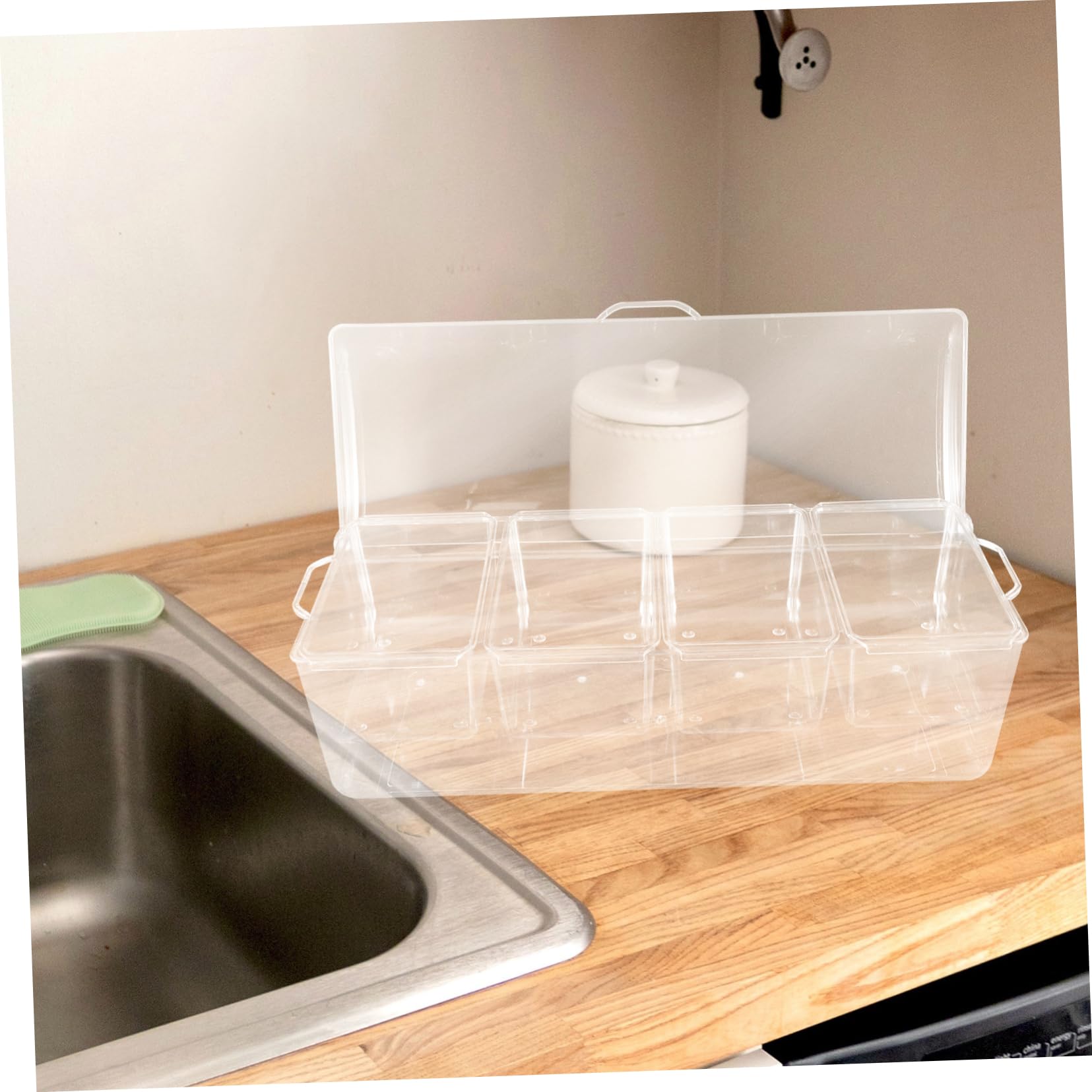 ULTECHNOVO Contenitore per Alimenti in Plastica a 4 Scomparti Grande | Coperchi, per Insalate e Condimenti, Portatile per Picnic e Uscite Familiari, Organizzazione Separata