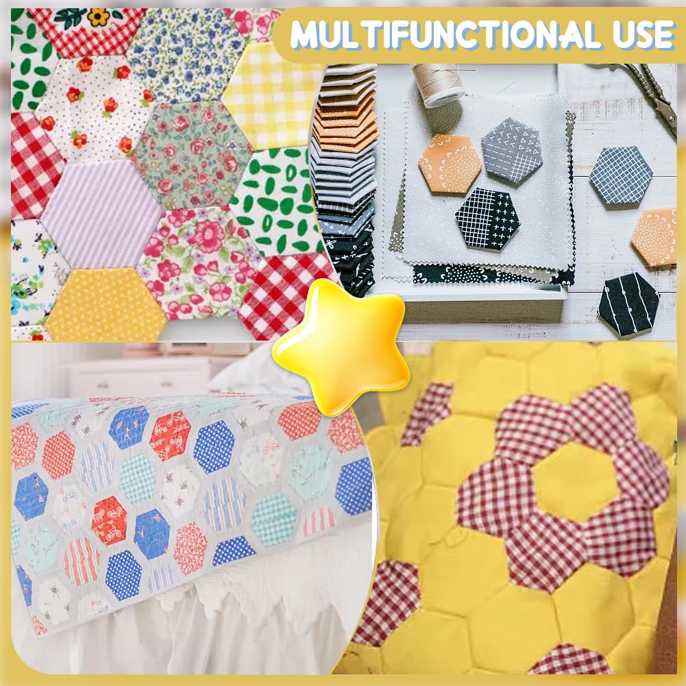 CRASPIRE 500Pcs Paper Quilting Template Hexagon Reusable White Paper Template Paper Piecing Stencil for DIY Patchwork Crafts Sewing Making Use in Sewing Paper Piecing Templates - Image 4