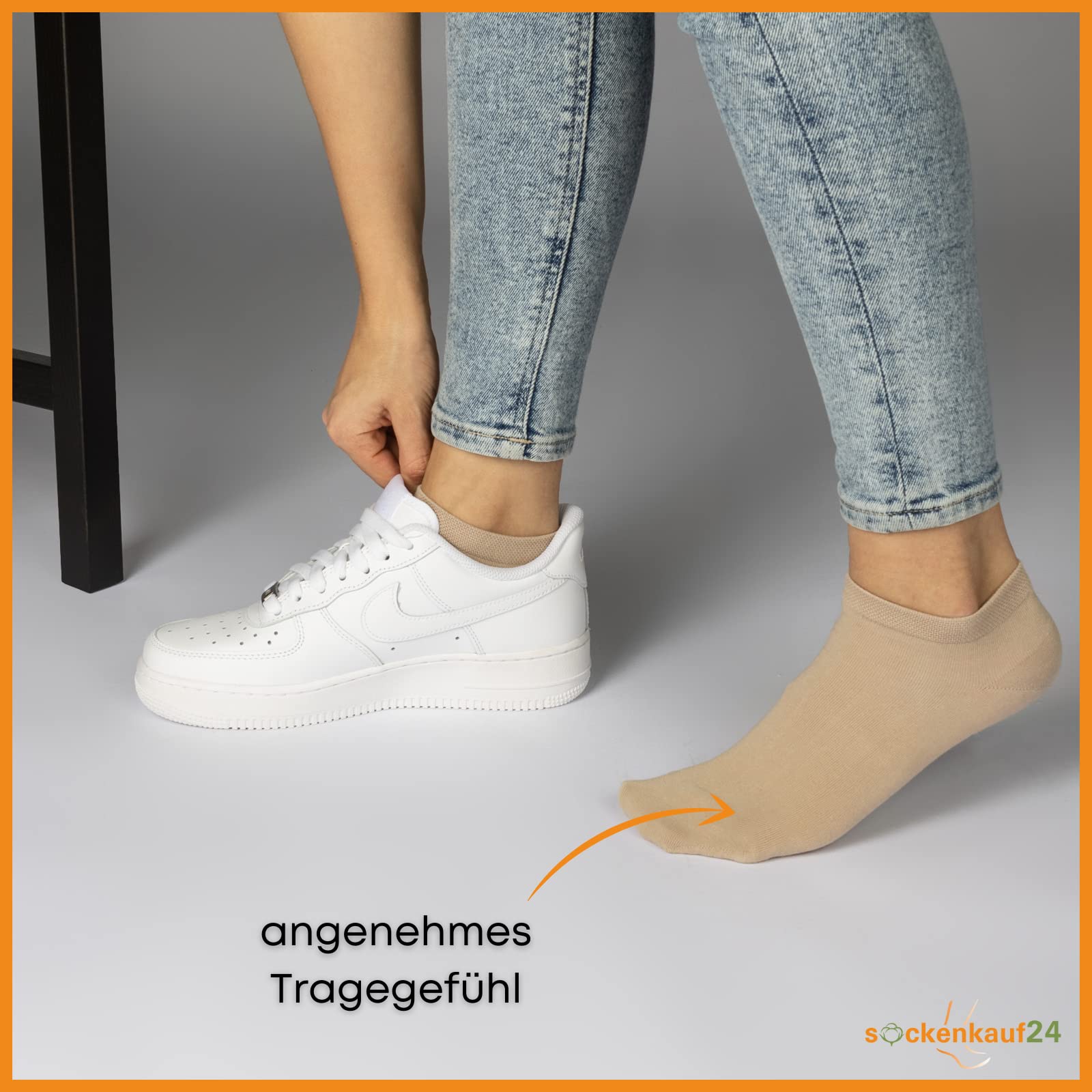sockenkauf24 6 Paar Sneaker Socken Bio Baumwolle Herren & Damen ohne Naht mit Komfortbund