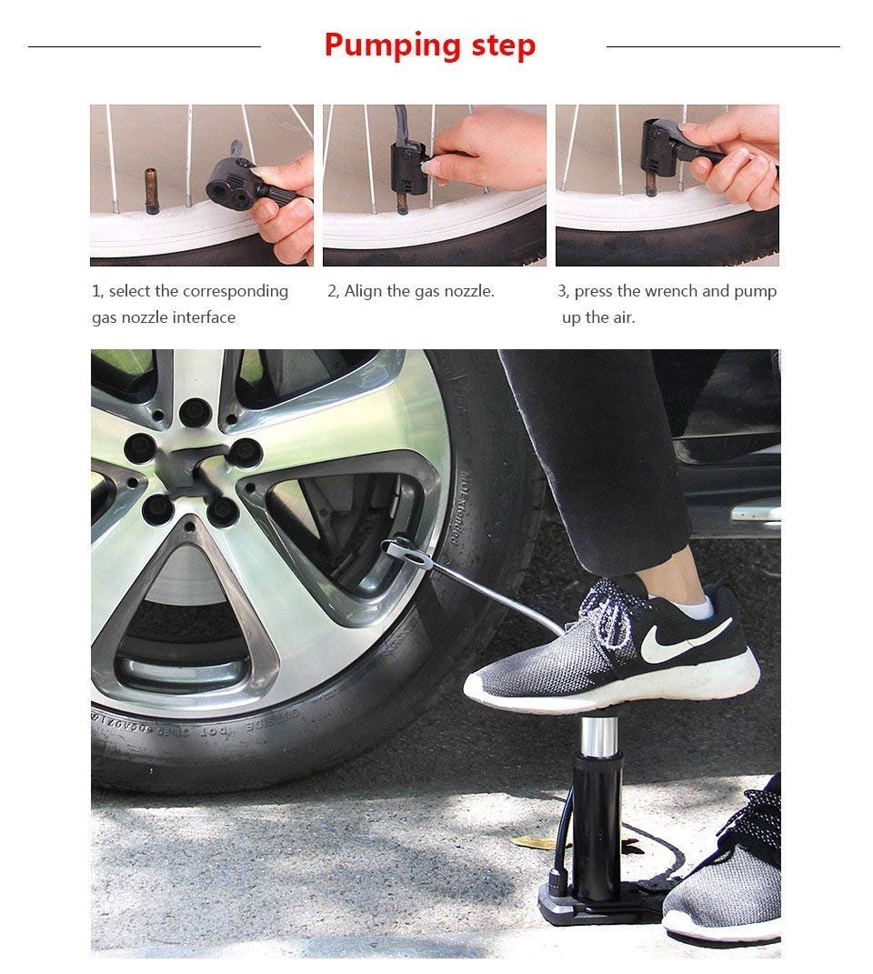 Swastik Protable Foot Activated Floor Pump with Gauge Floor Bicycle Floor Pumps 4