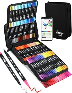 120 Colours Numbered Dual Tip Brush Pens with Free App, Extra Fine and Brush Tips Pens for Adults, Coloring Markers for Coloring Book Bullet Journaling Note Taking Planner Hand Lettering