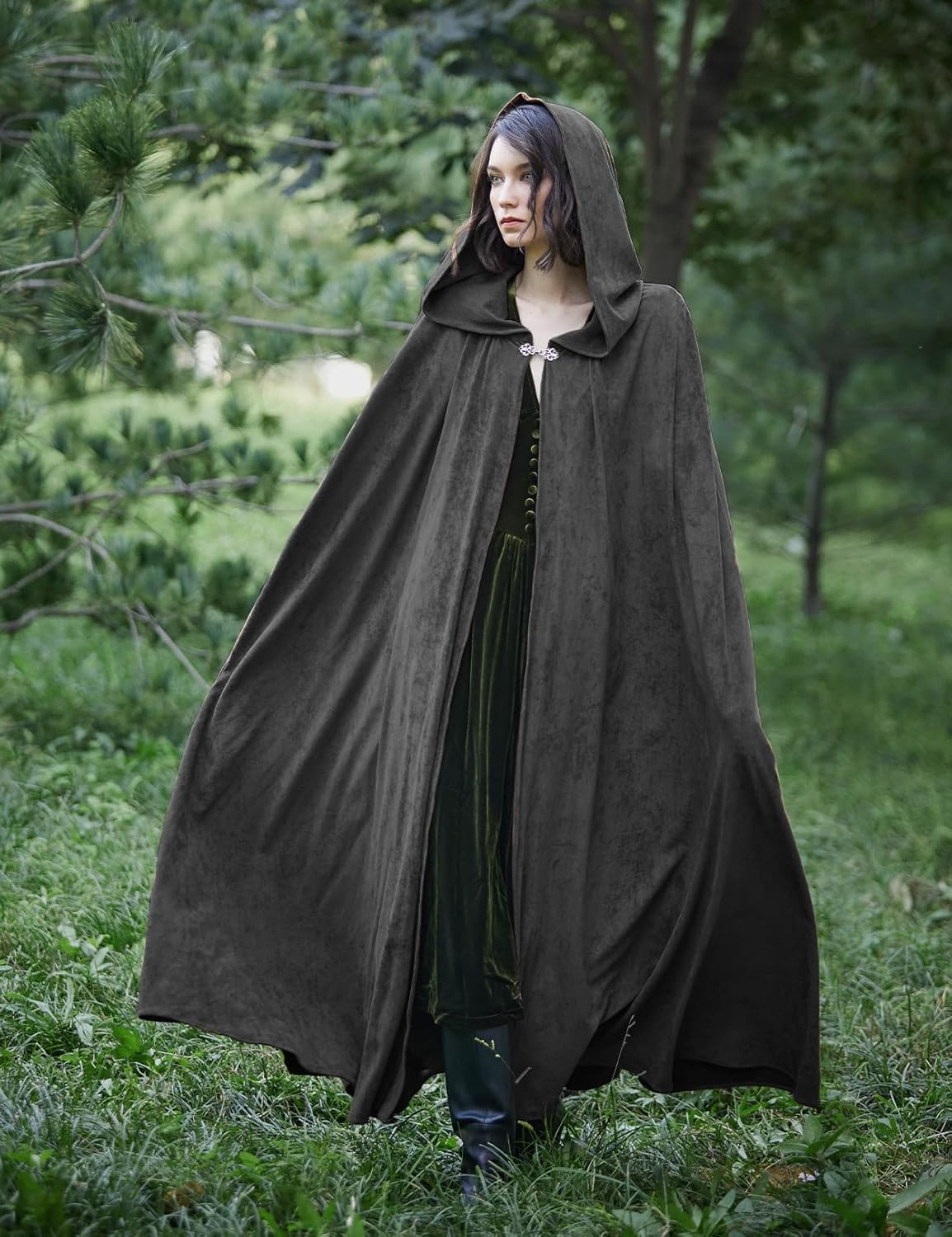 BEAUTELICATE Renaissance Hooded Cloak Cosplay Medieval Hobbit Halloween Suede Wizard Cape - Image 6