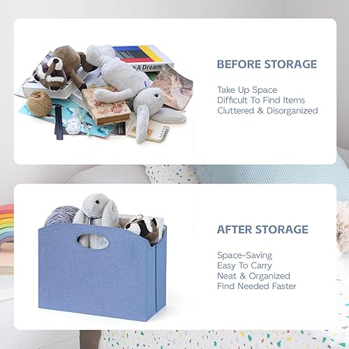 Miniatura 3 de Revistero plegable para revistas, estante grande para revistas, con asa, cesta de almacenamiento de libros, soporte para revistas, organizador de