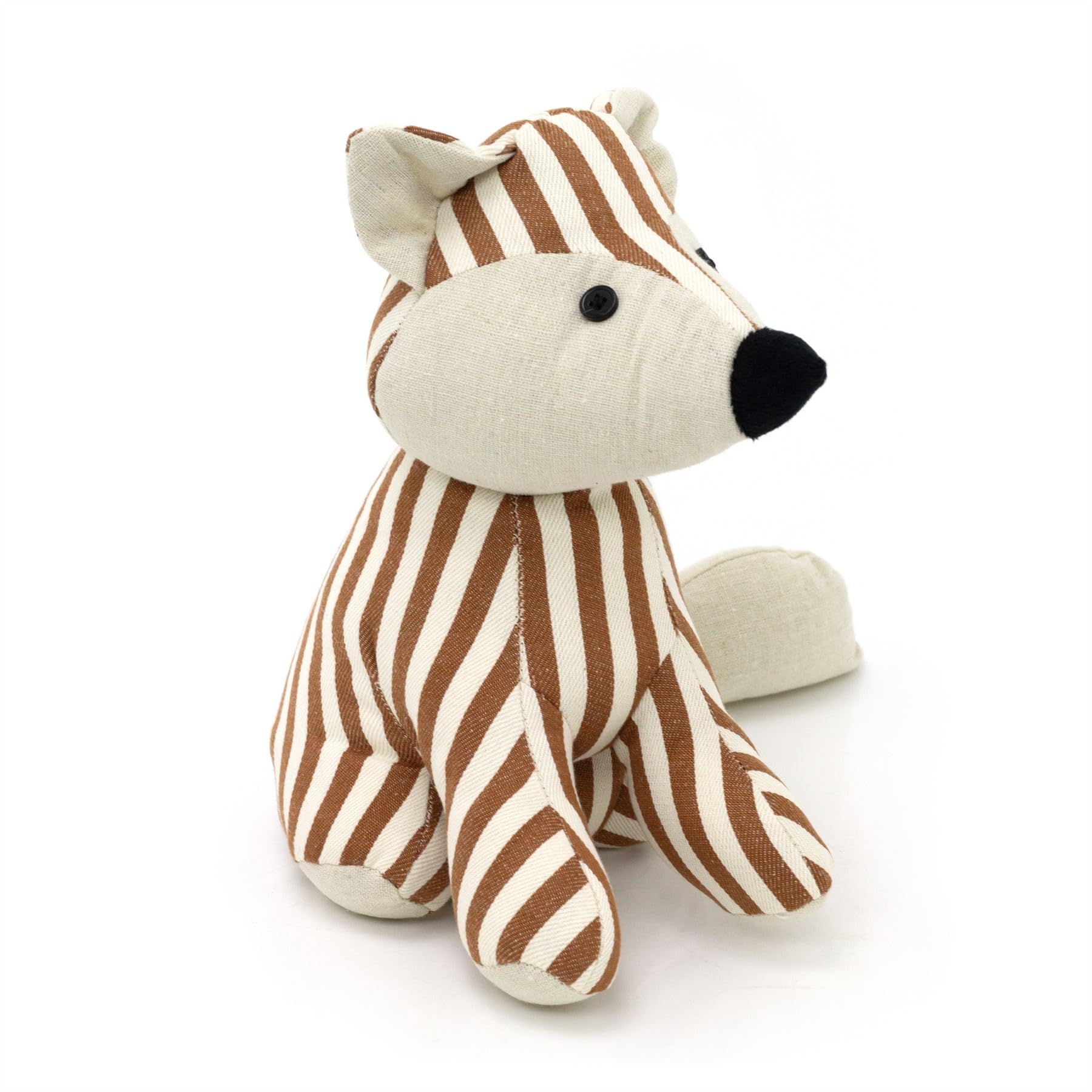 Carousel Home Brown Finn Fox Striped Doorstop | Stripey Fox Shaped Door Stop | Fabric Animal Door Stopper 1.5Kg - 26Cm