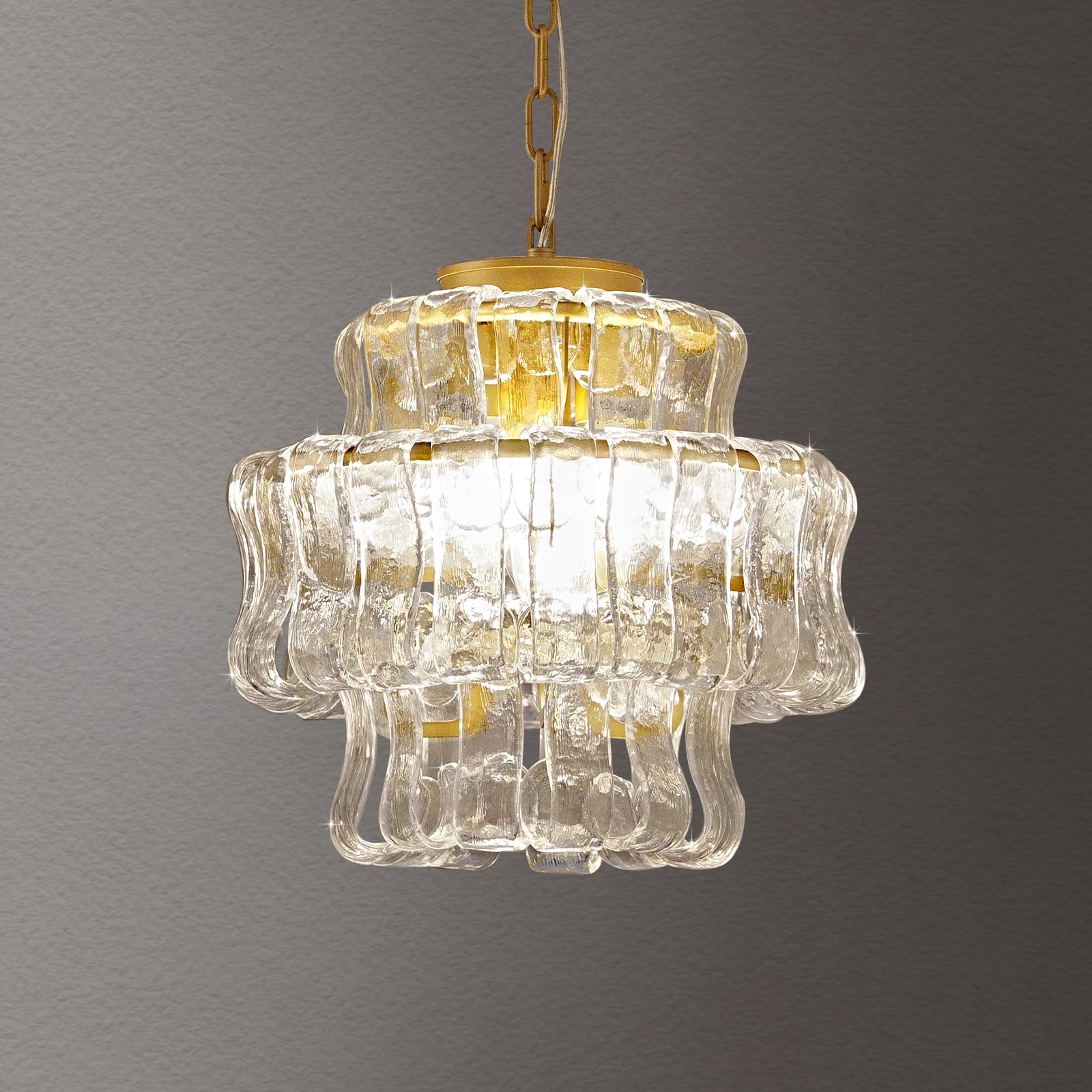 Photo 1 of Arziheg 11.8in Kitchen Island Pendant Lights Gold, 4-Light Glass Dining Room Light, Height Adjustable 3 Layer Luxury Modern Pendant Light Fixture for Foyer Bedroom Entryway Hallway(Clear Glass)