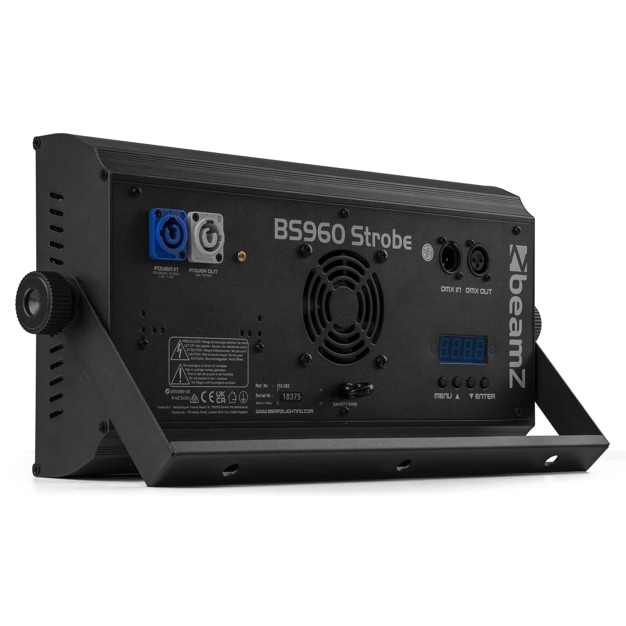 BeamZ BS960 - Stroboscopio LED SMD RGBW - Combo Strobe e illuminazione d'atmosfera, Blinder, Wash, 16 segmenti controllabili, DMX, modalità Auto, alimentazione Daisy Chain, ideale per spettacoli e