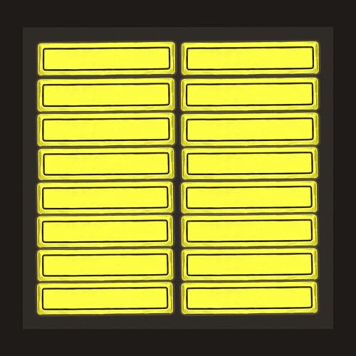 MyHardHatStickers Retro Reflective Yellow Helmet Strips | 1" x 4", Pack of 16