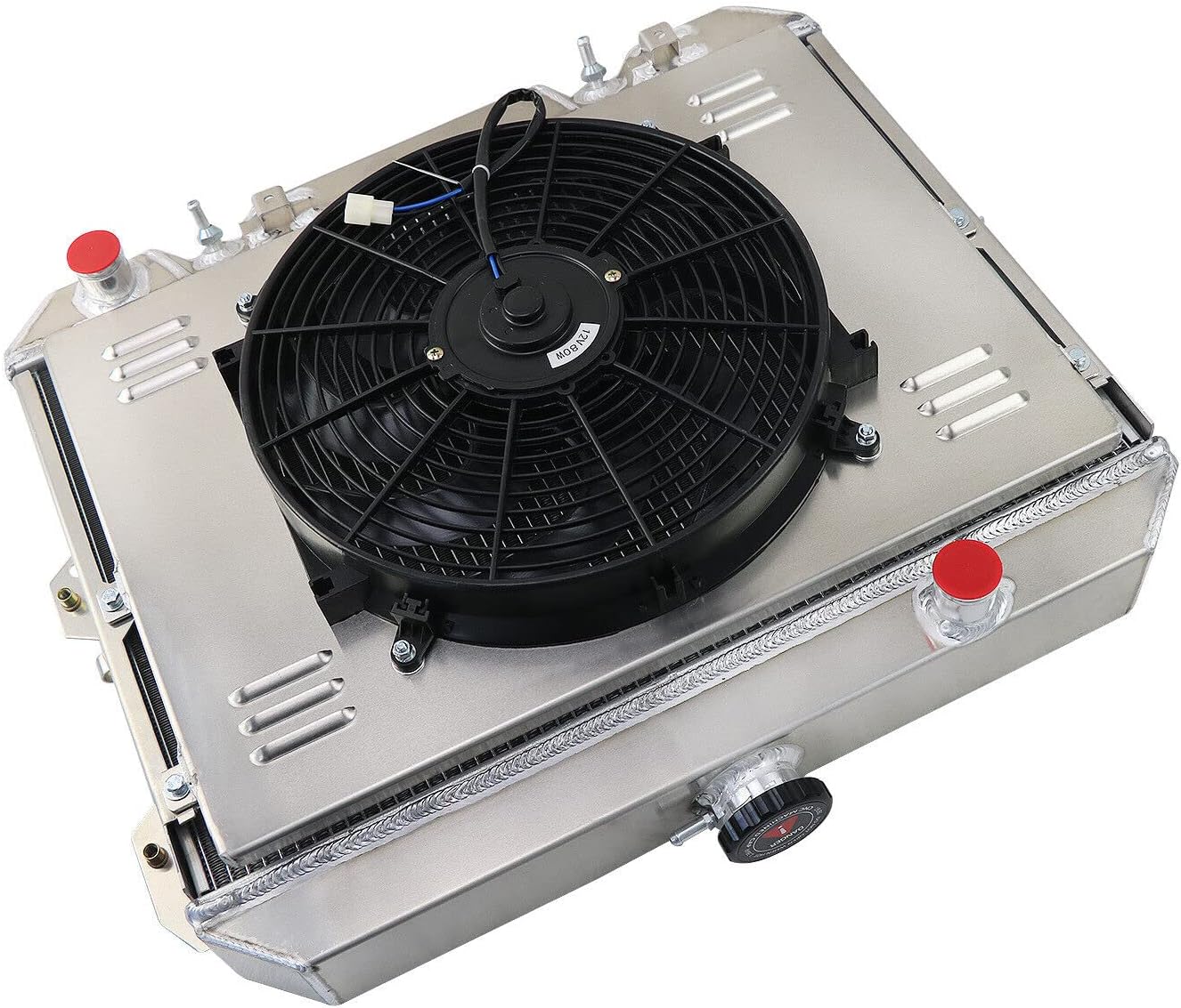 62MM 4 ROW ALUMINUM RADIATORS REPLACEMENT FOR 1981 1982 1983 NISSAN DATSUN 280ZX 2.8 L6 RADIATOR WITH ELECTRIC FAN SHROUD THERMOSTAT KIT 81 82 83