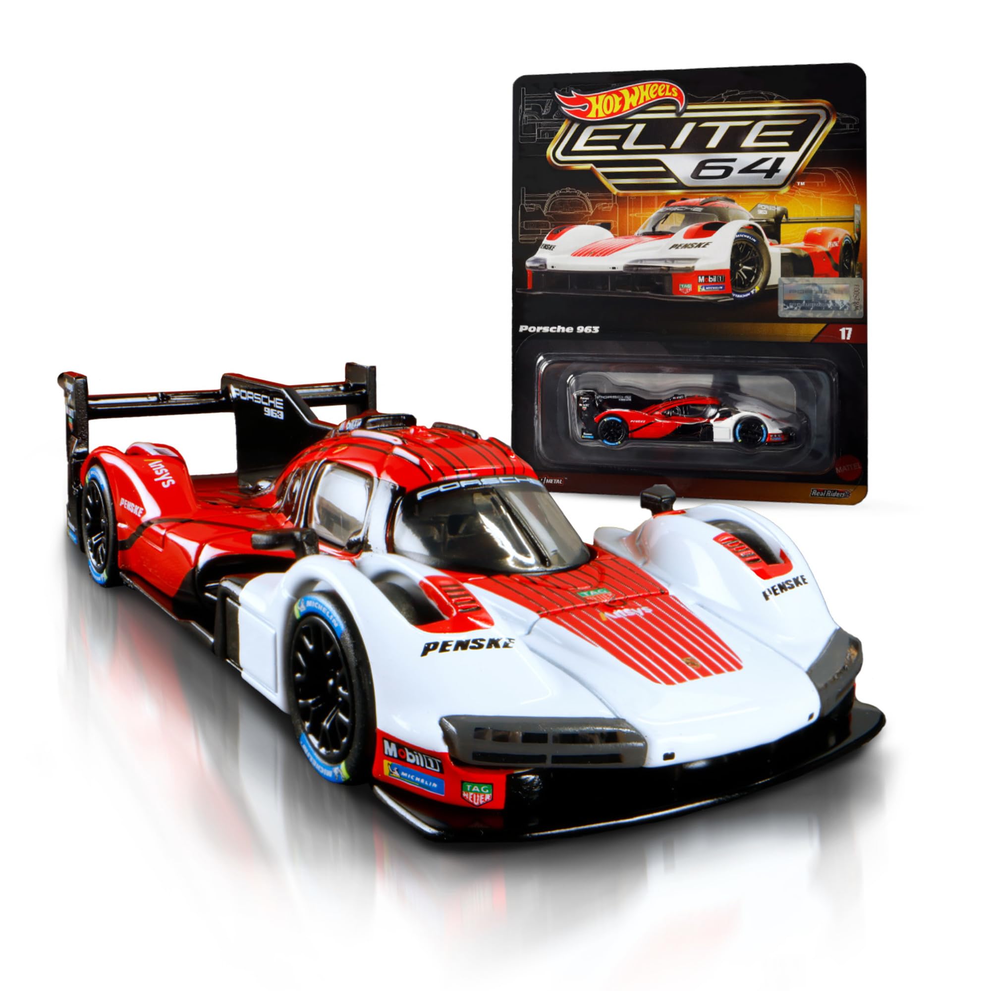Hot Wheels Elite 64 Porsche 963, 1:64 scale car, Inspired in part by the legendary Porsche racers of the ‘80s, for Collectors JCP46